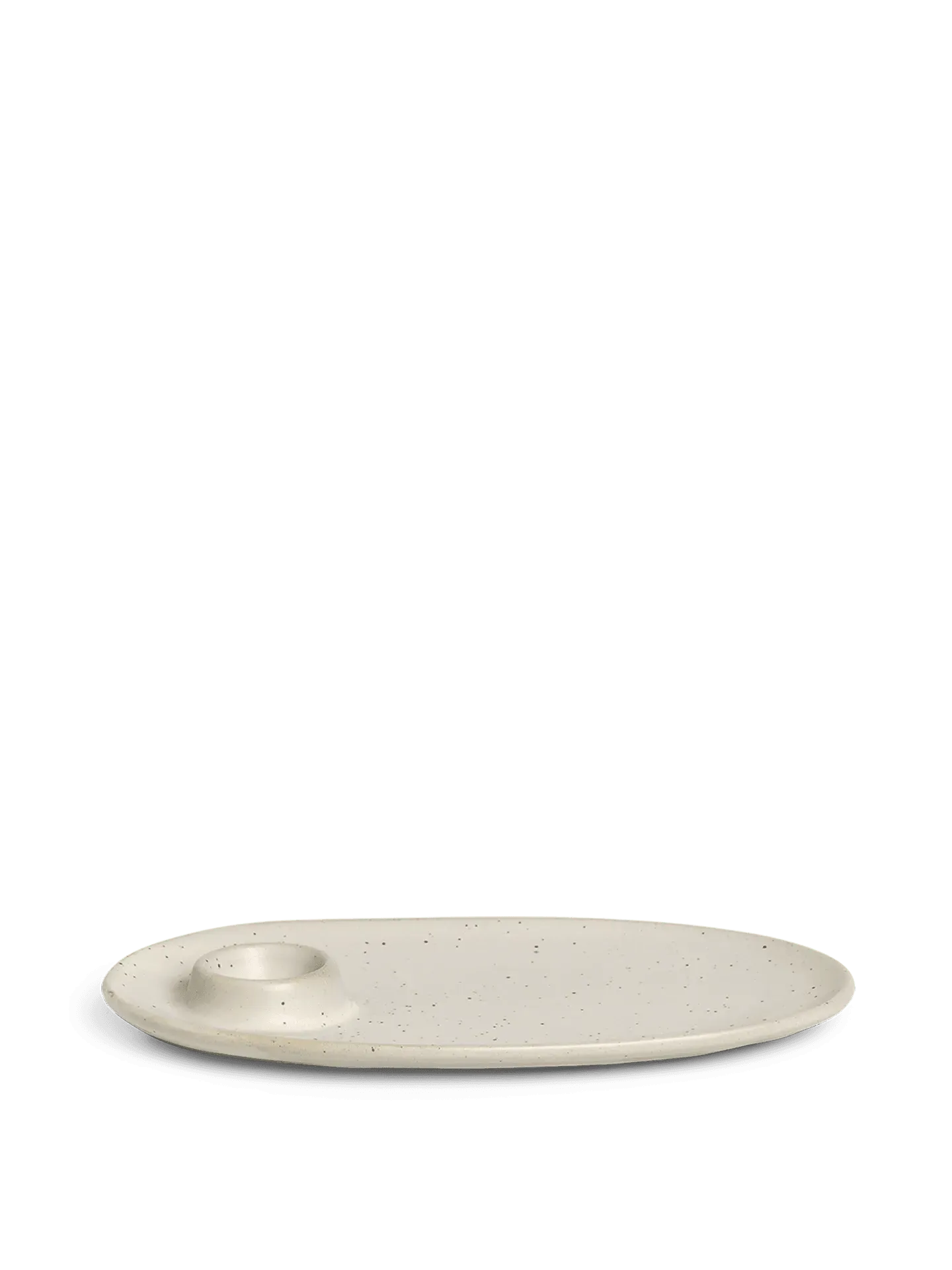 Flow Breakfast Plate with Egg Cup - Off-White Speckle image