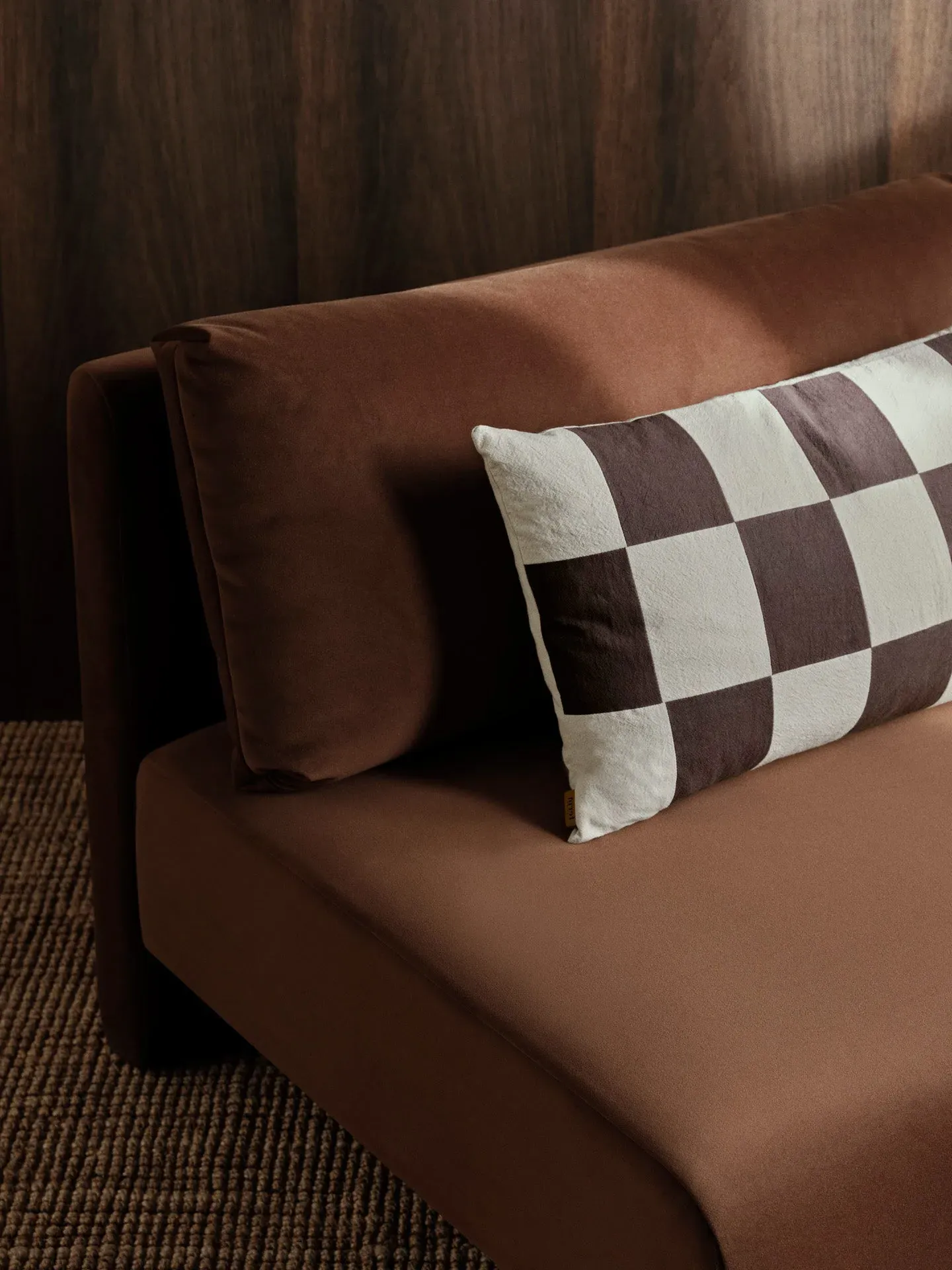 Fold Patchwork Cushion - Coffee, Organic Cotton