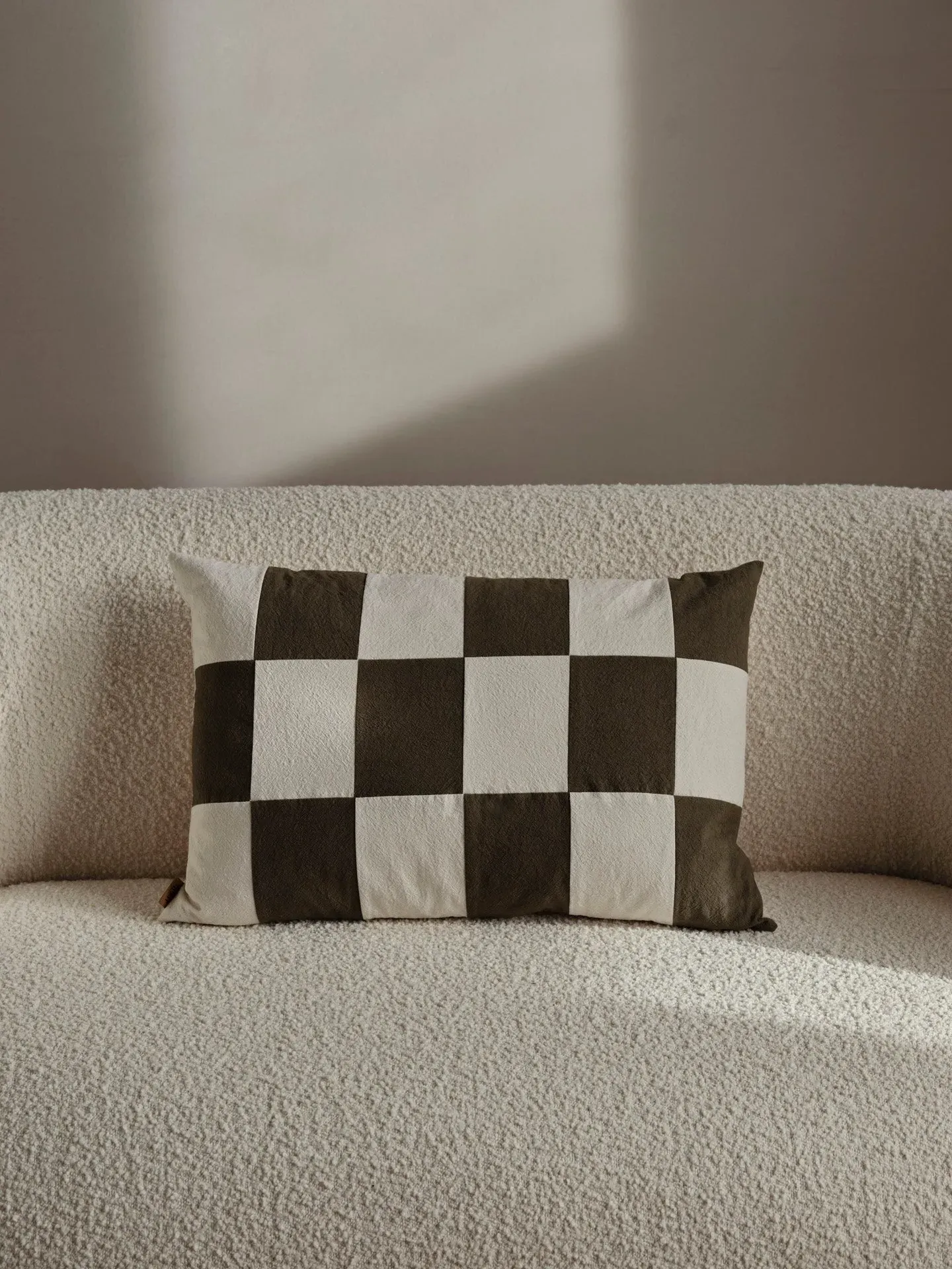Fold Patchwork Cushion - Dark Olive, Organic Cotton