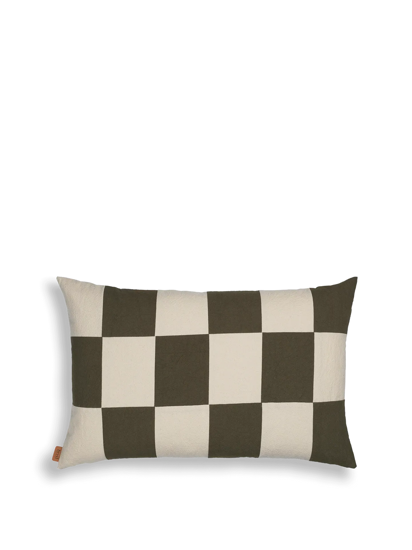 Fold Patchwork Cushion - Dark Olive, Organic Cotton