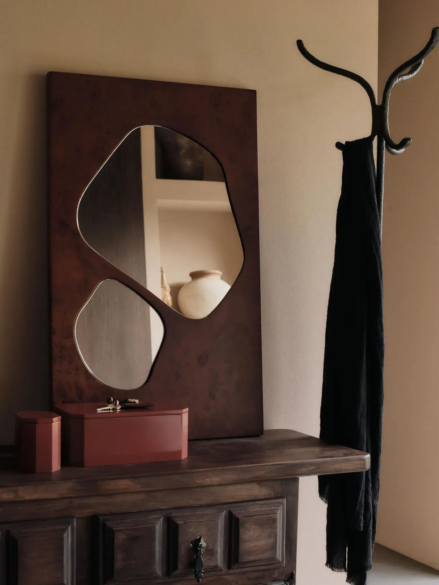 Folia Medium Mirror - Dark Stained Burl