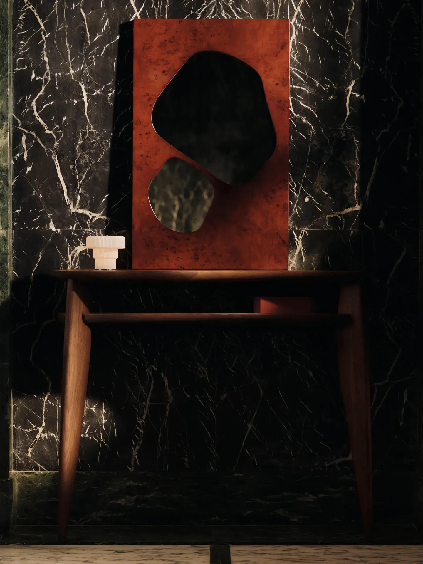 Folia Medium Mirror - Dark Stained Burl