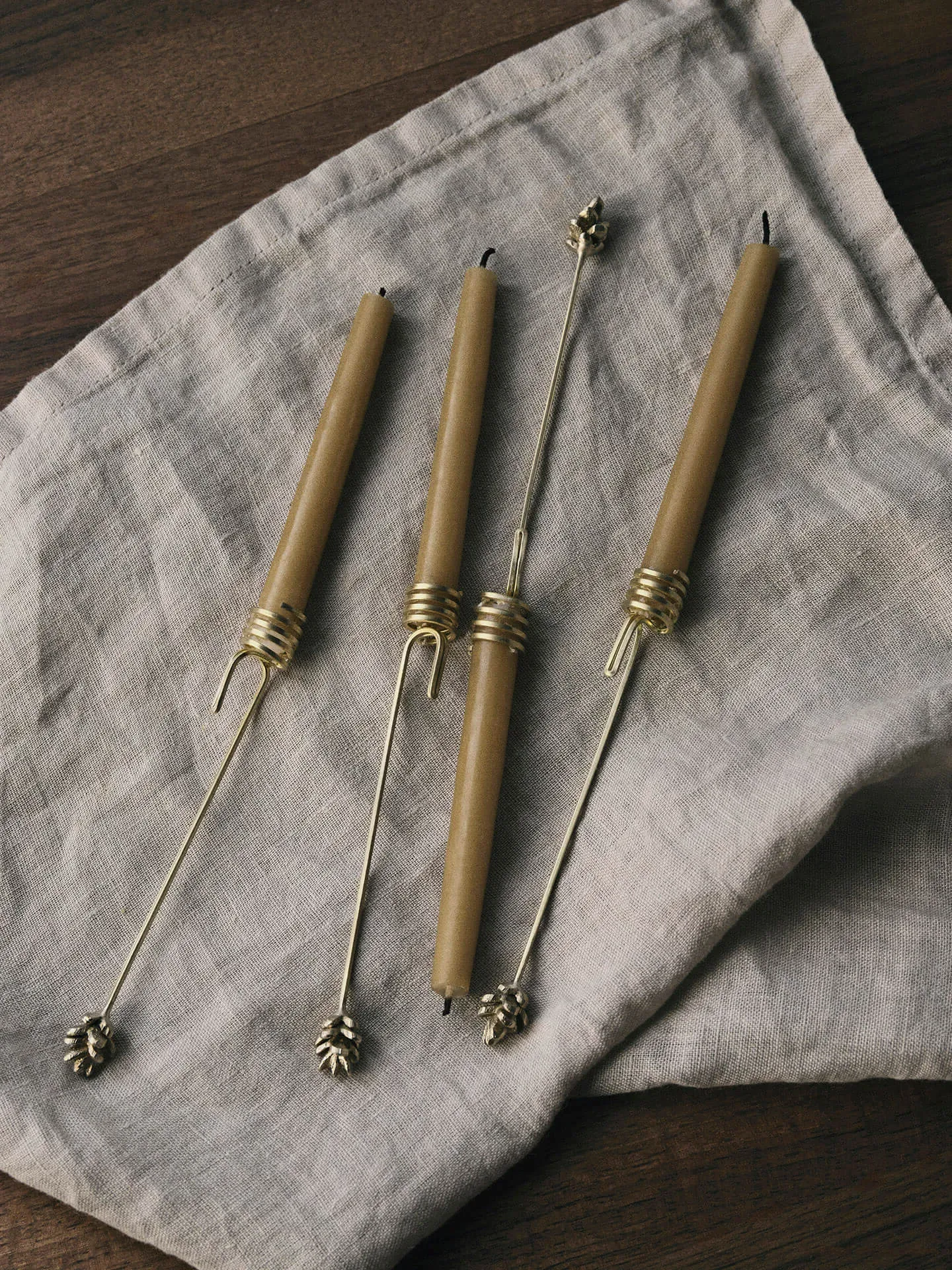 Forest Christmas Tree Candle Holders - Set of 4 - Brass