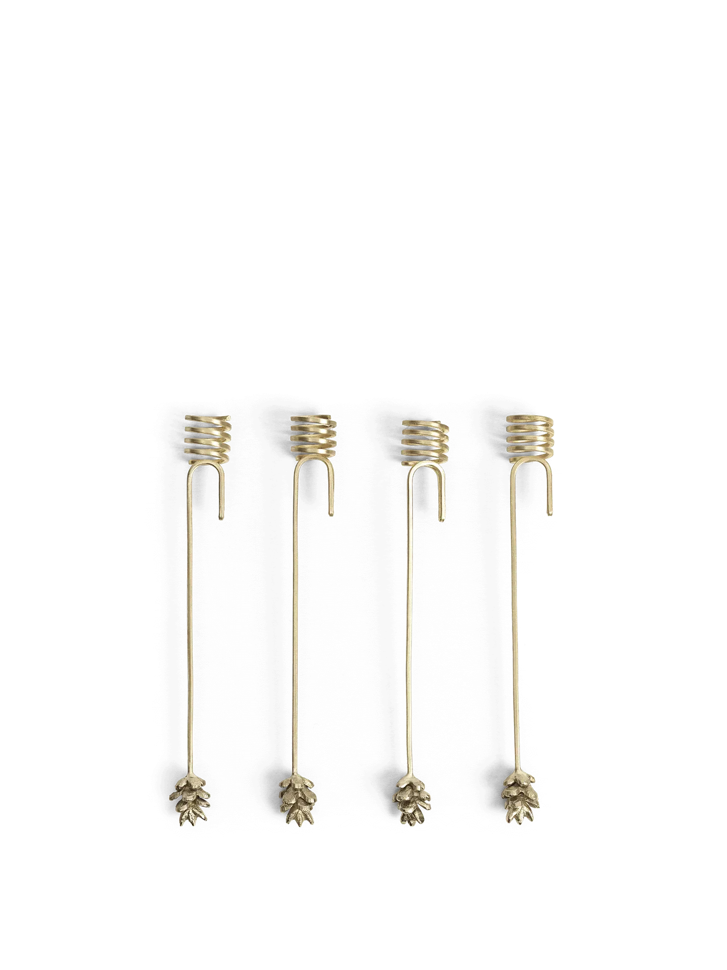 Forest Christmas Tree Candle Holders - Set of 4 - Brass image