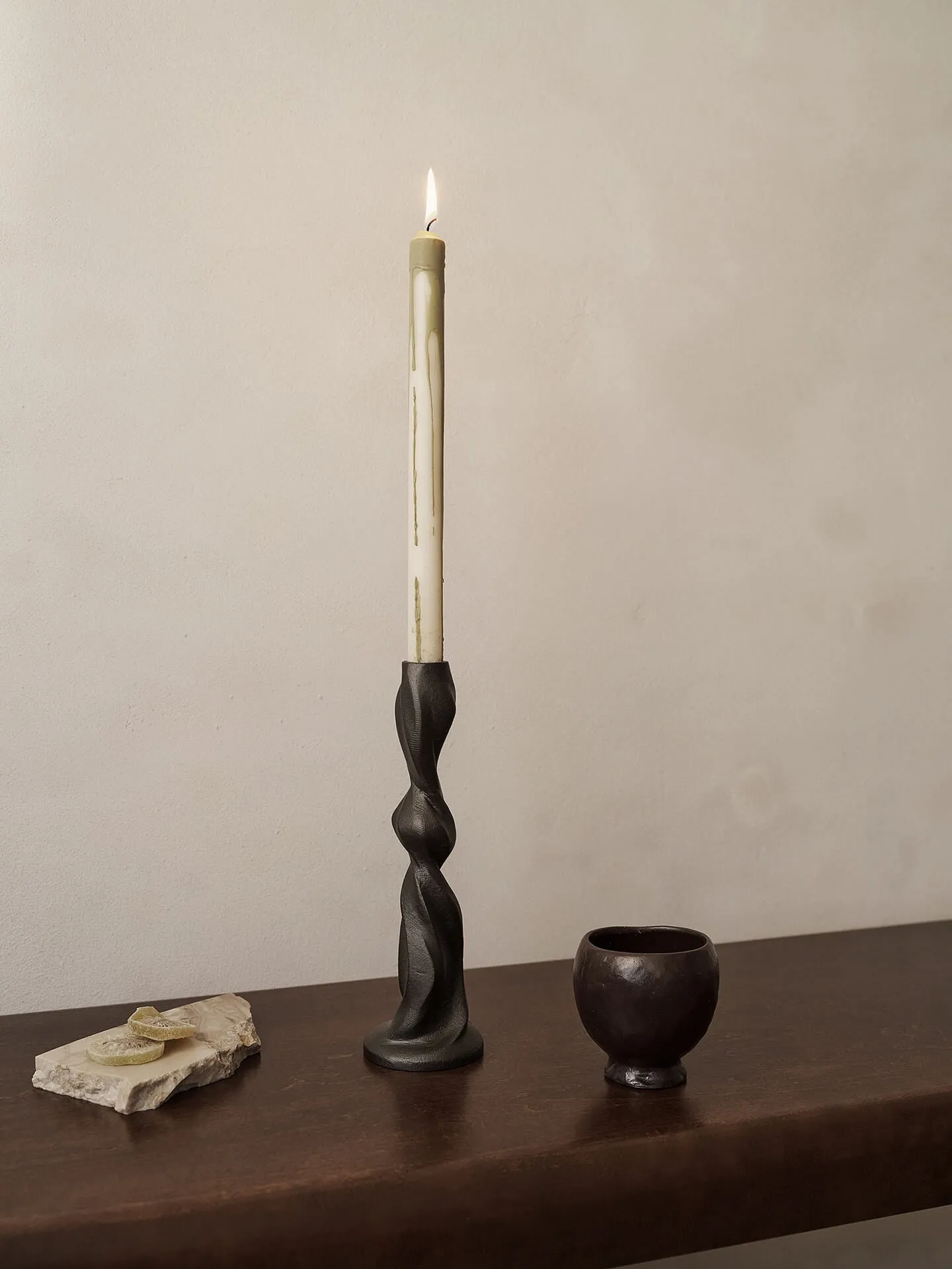 Gale Medium Candle Holder - Blackened Aluminium