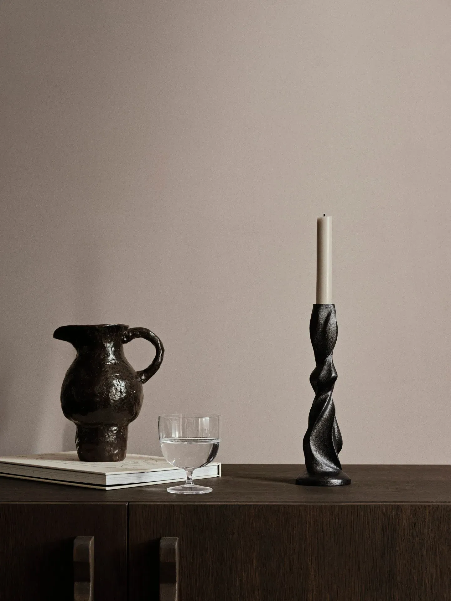 Gale Medium Candle Holder - Blackened Aluminium