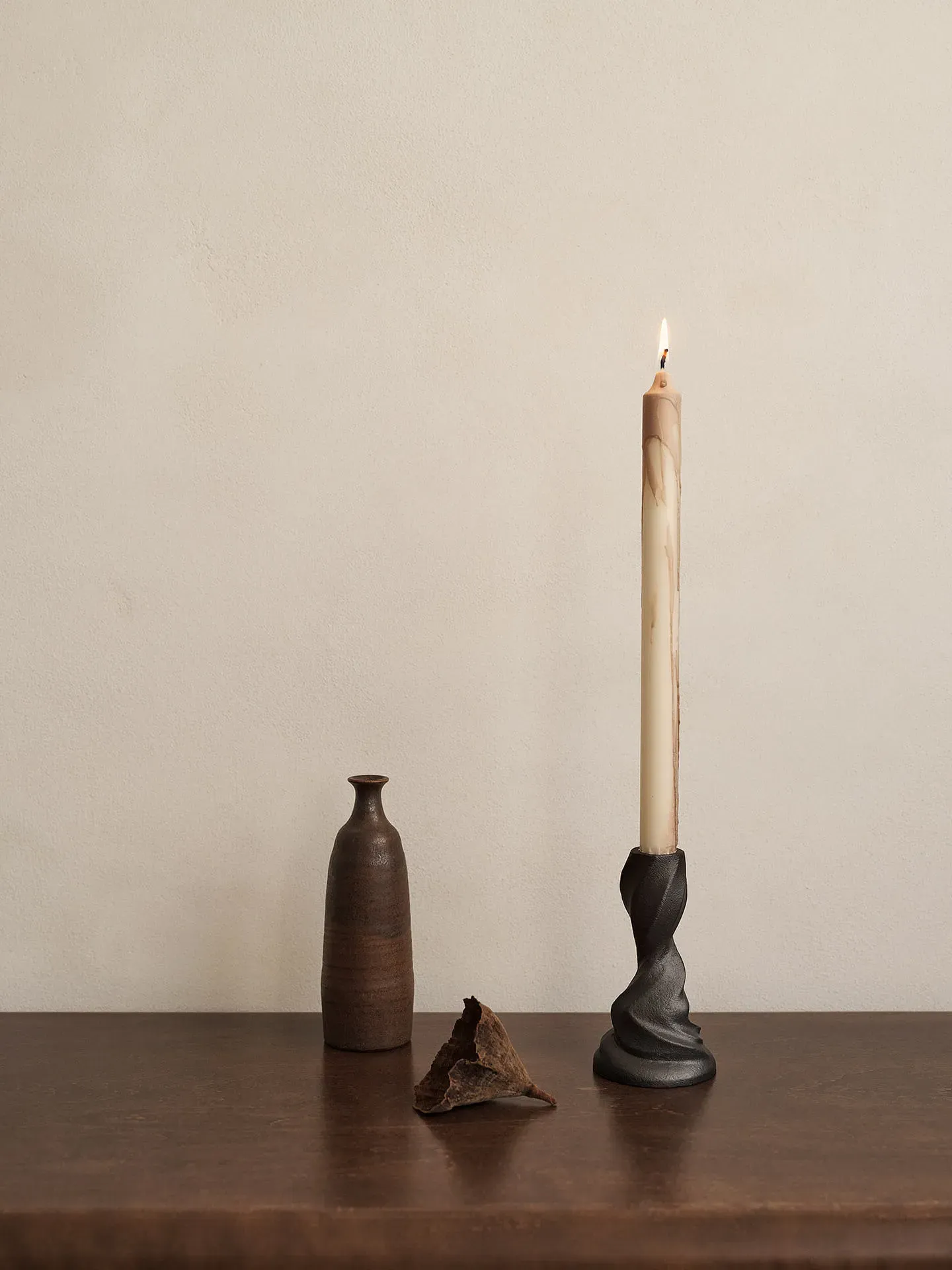 Gale Small Candle Holder - Blackened Aluminium