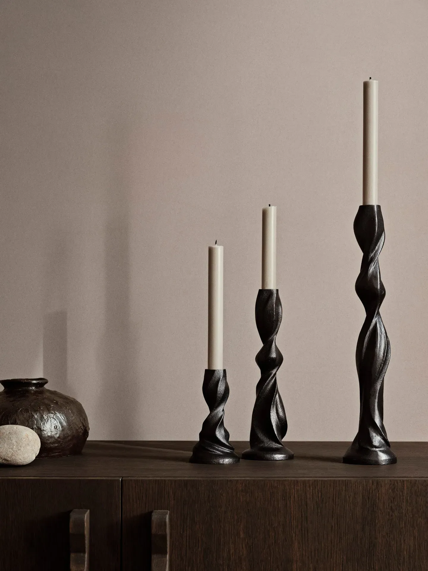 Gale Small Candle Holder - Blackened Aluminium