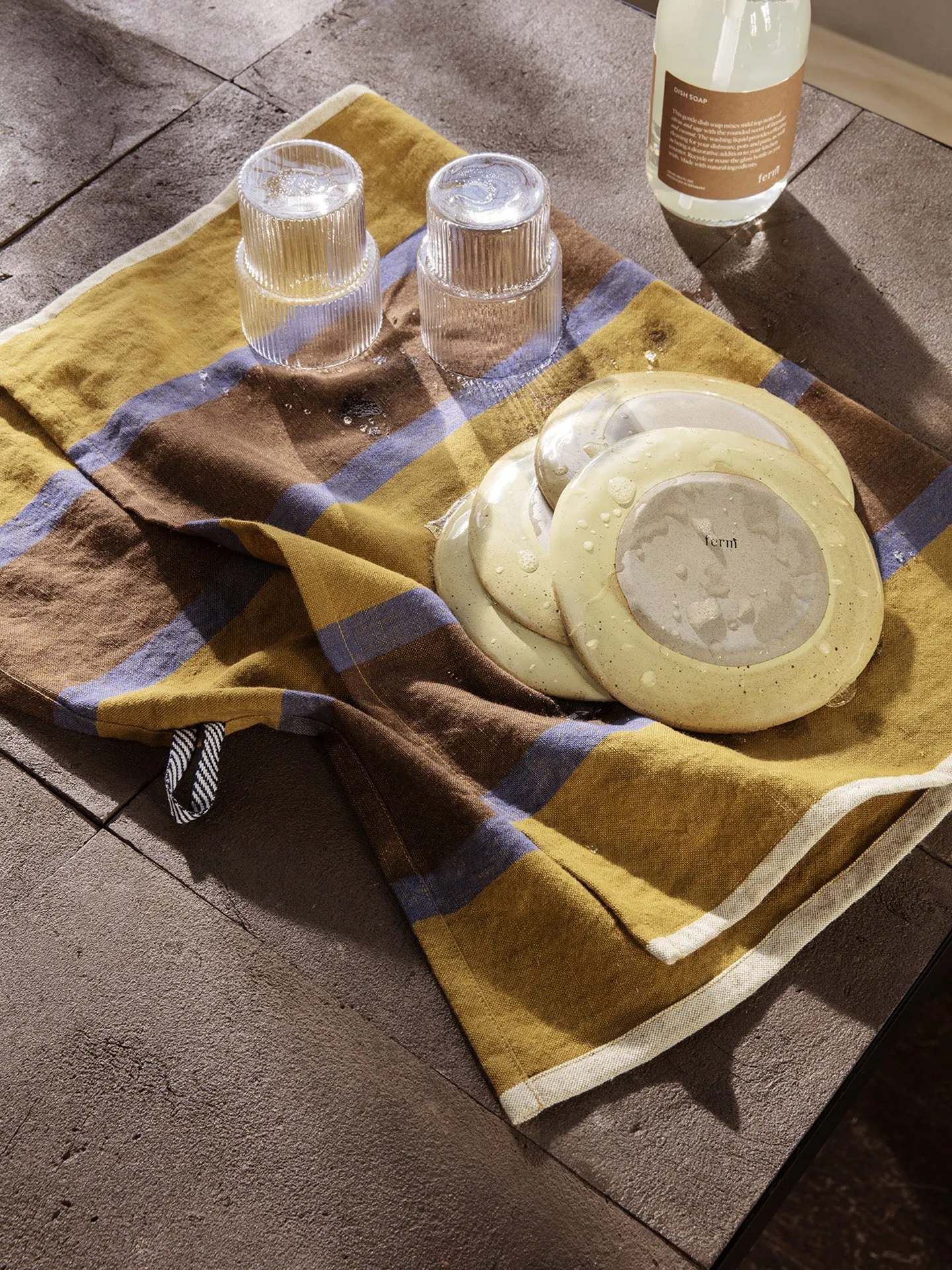 Hale Tea Towel - Lime/Bright Blue/Choco, Linen