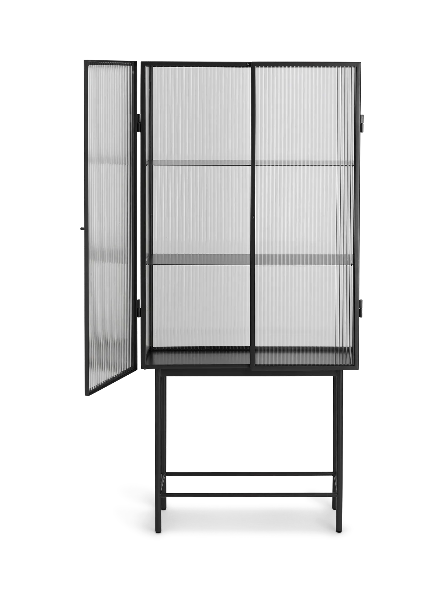 Haze Vitrine - Reeded Glass - Black