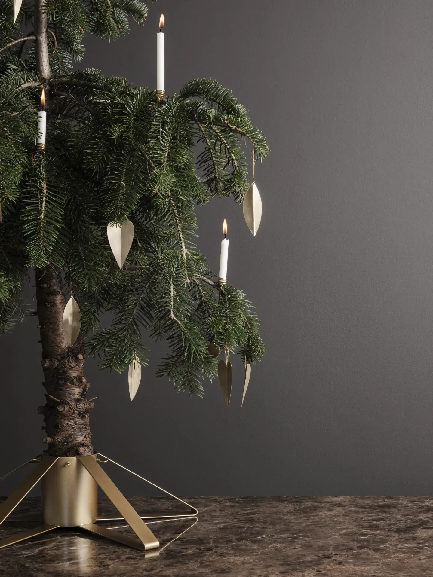 Heart Brass Ornaments - Set of 4