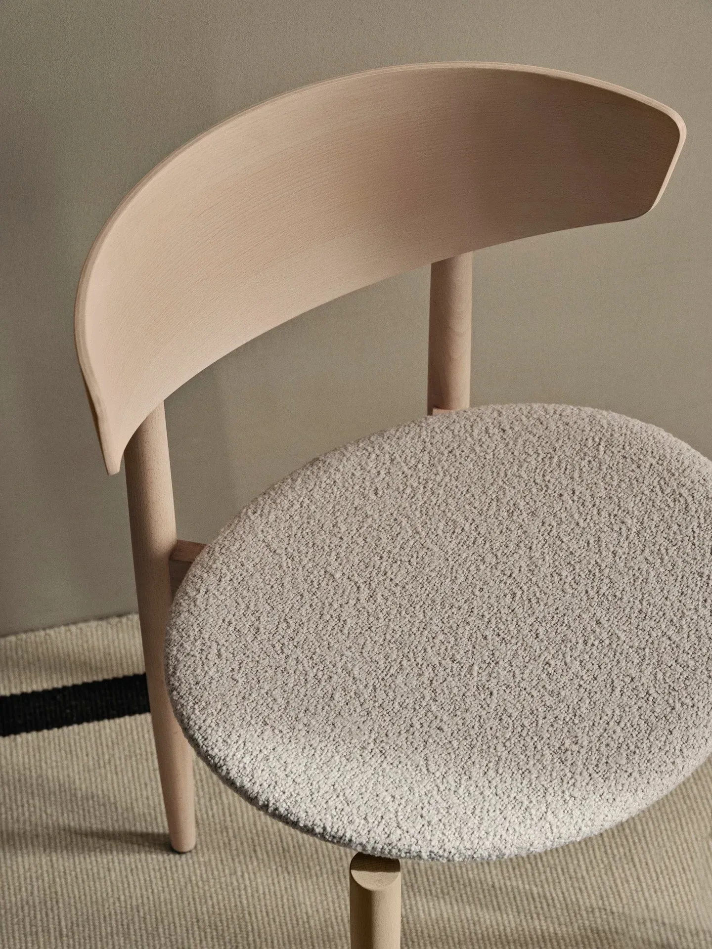 Herman Upholstered Seat Dining Chair - Off-White, Bouclé
