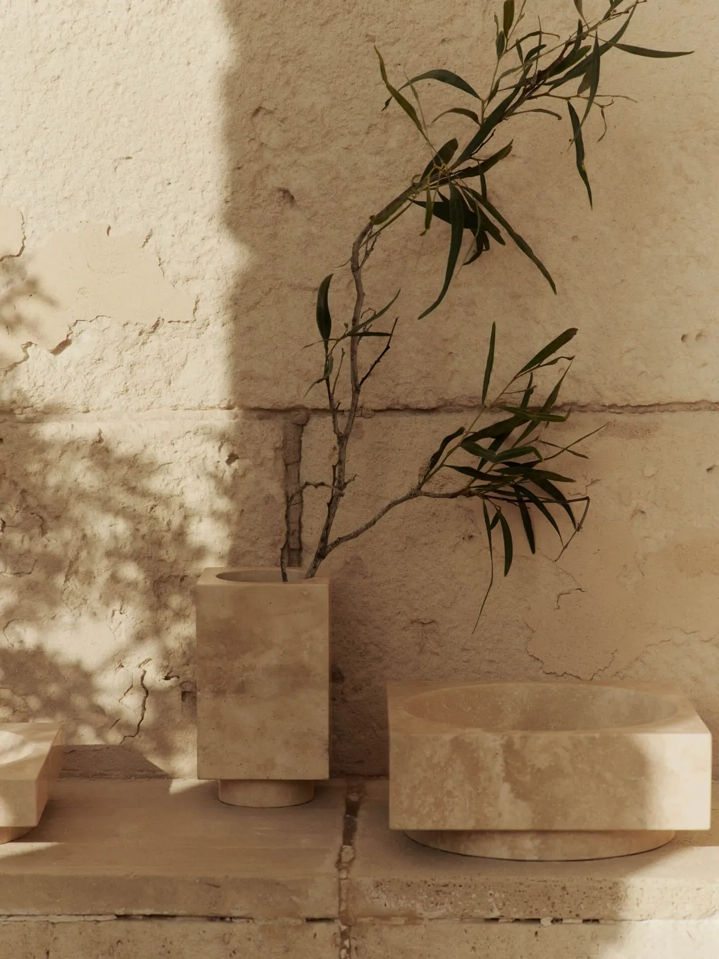 Hew Rectangular Vase - Travertine