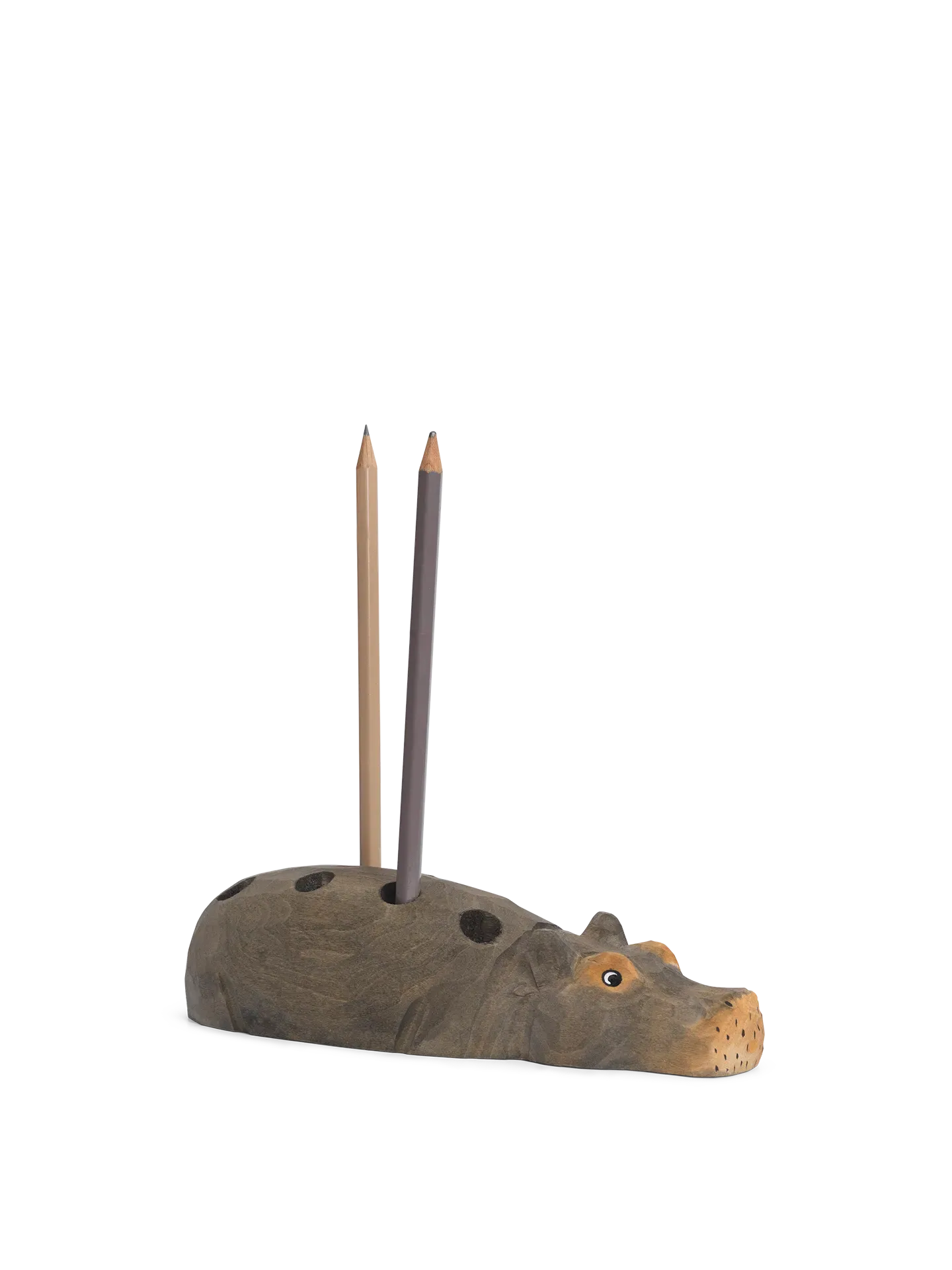 Hippo Hand-Carved Pencil Holder