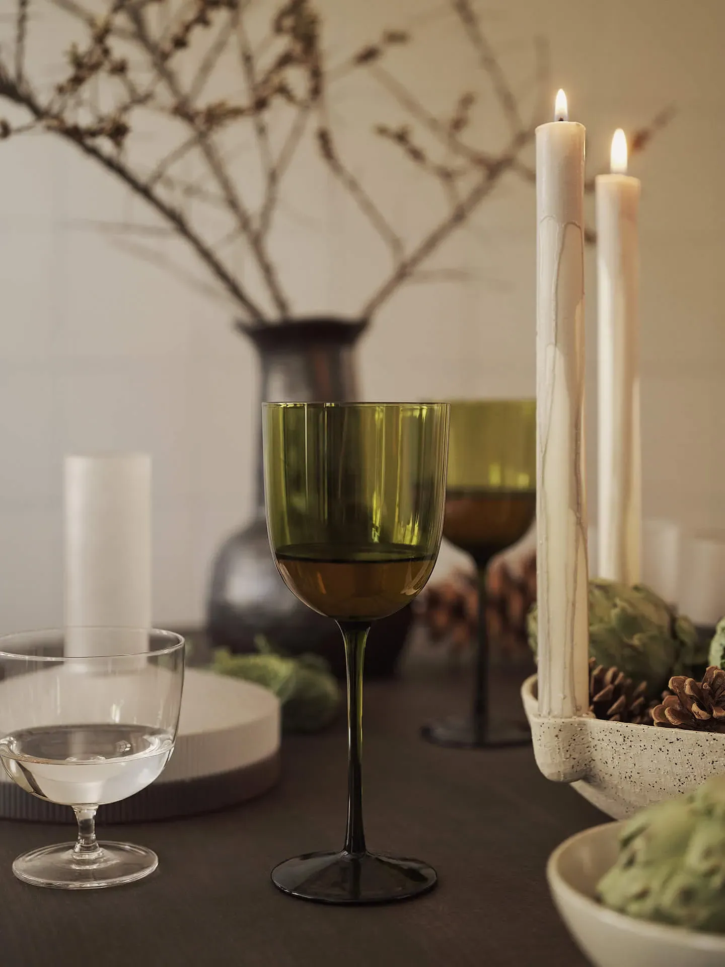 Host White Wine Glasses Set of 2 - Moss Green