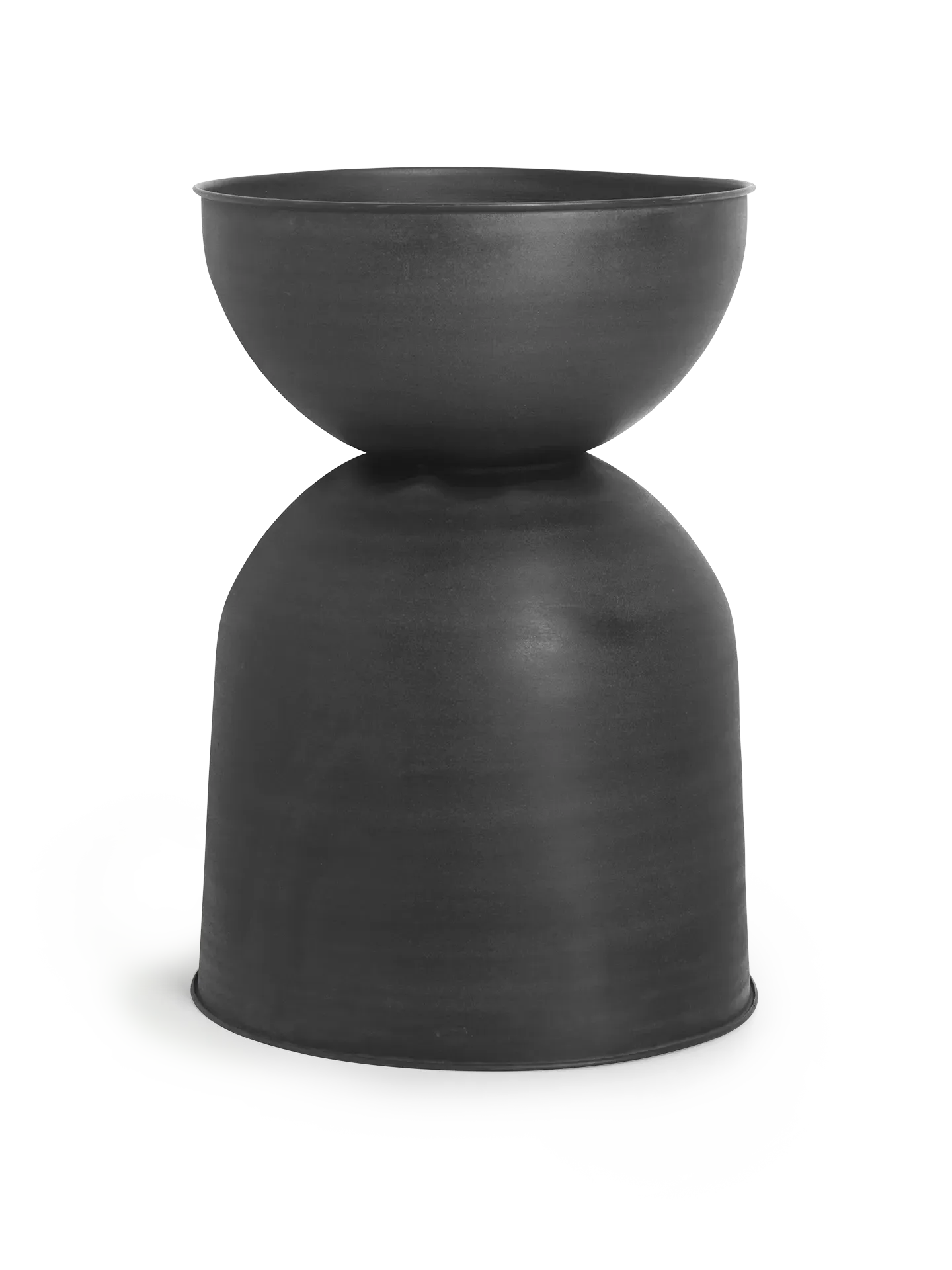 Hourglass Large Plant Pot - Black, Metal