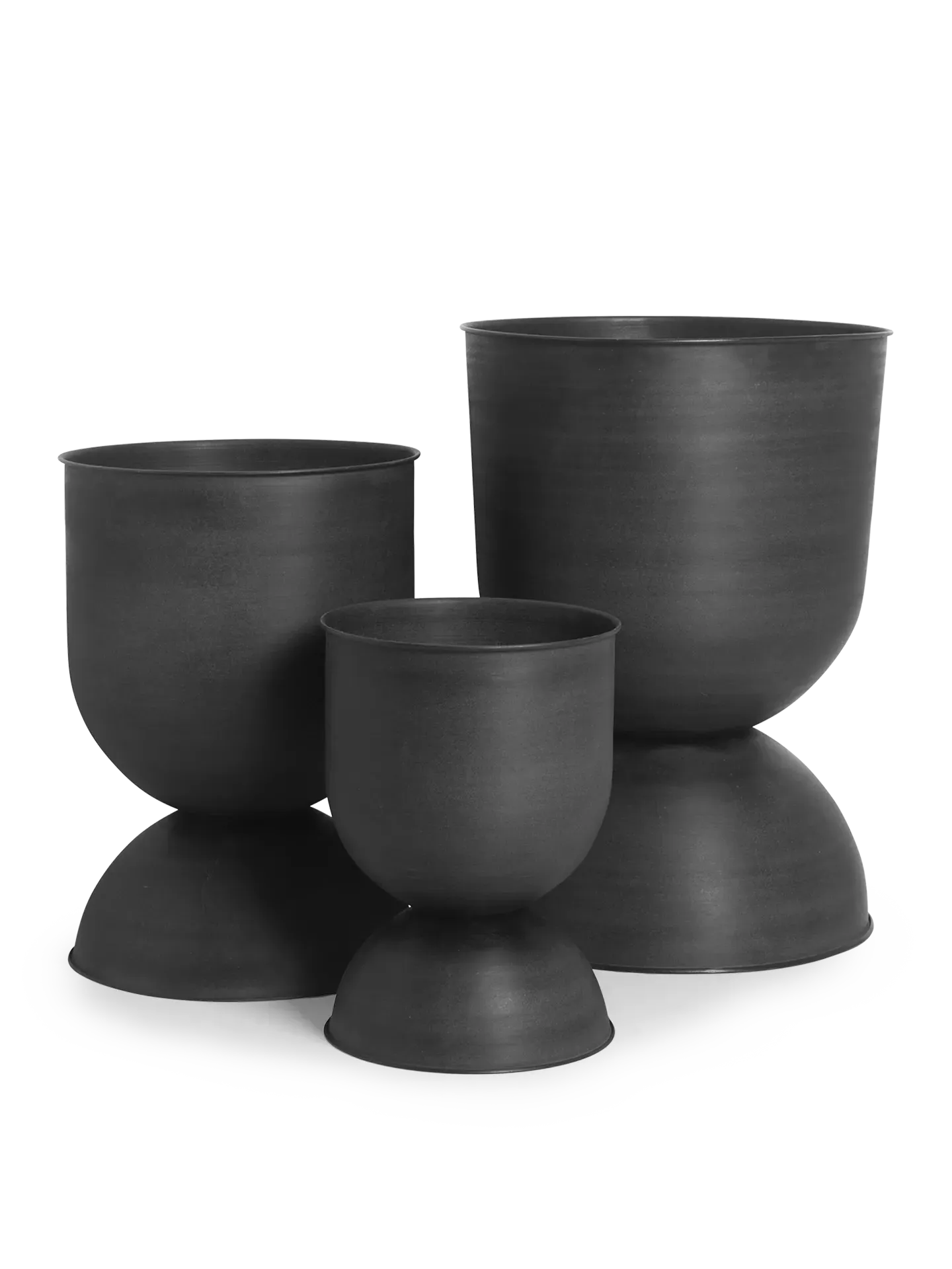 Hourglass Small Plant Pot - Black, Metal