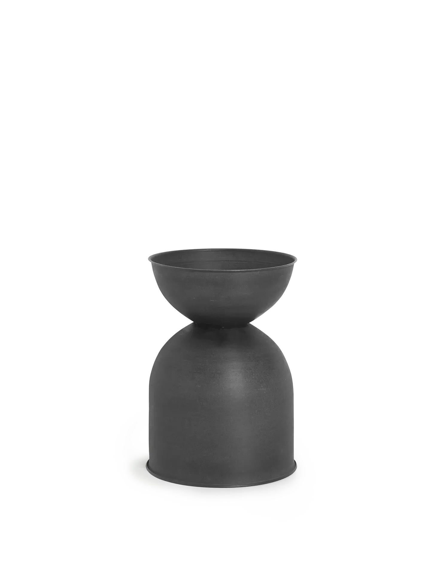 Hourglass Small Plant Pot - Black, Metal