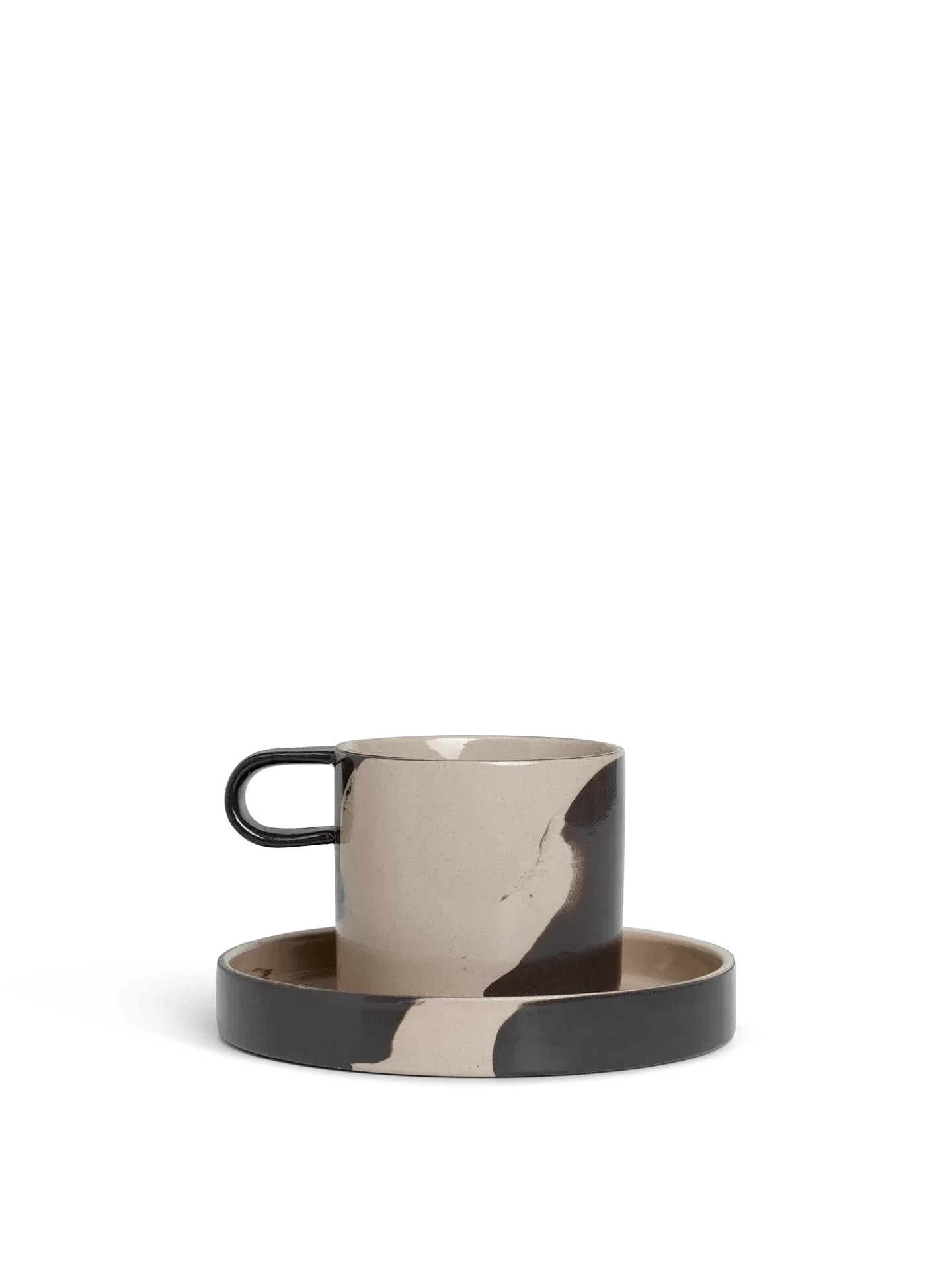 Inlay Cup with Saucer - Sand, Brown image