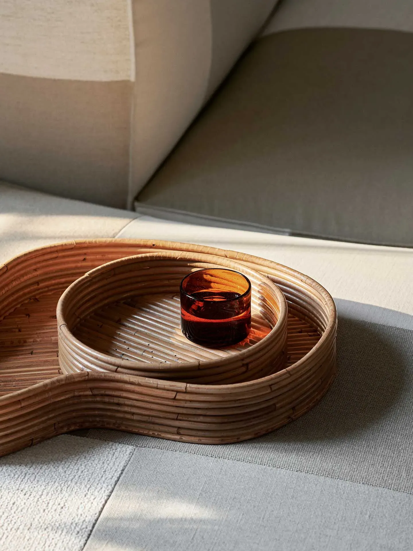 Isola Tray Set of 2 - Natural Stained Rattan