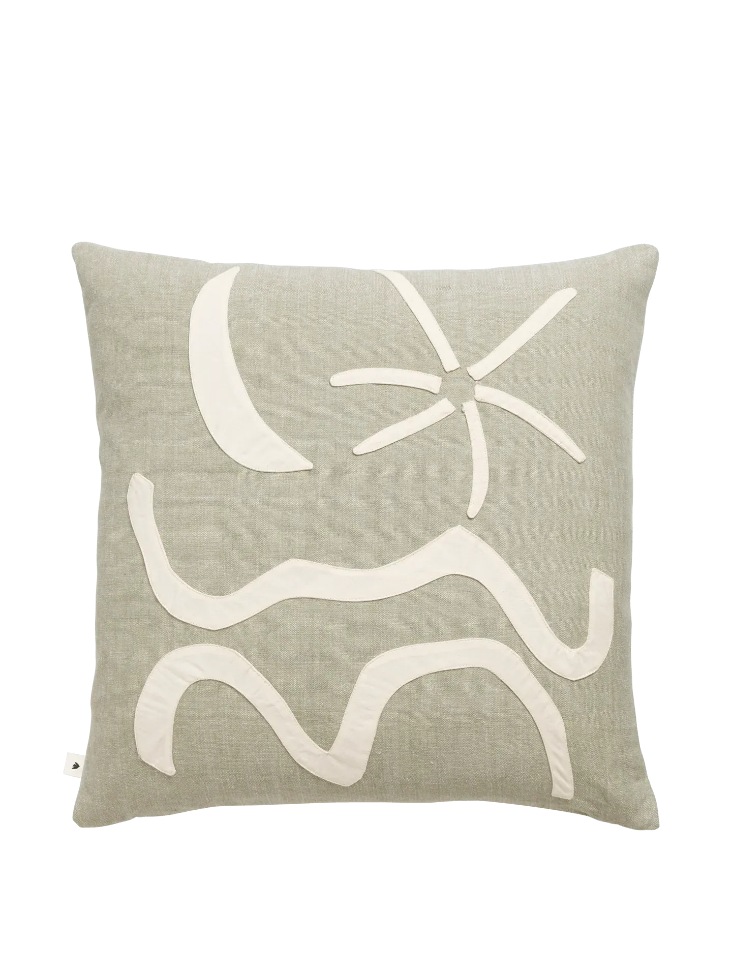 Kove Applique Cushion Cover - Elm Green, Organic Cotton image