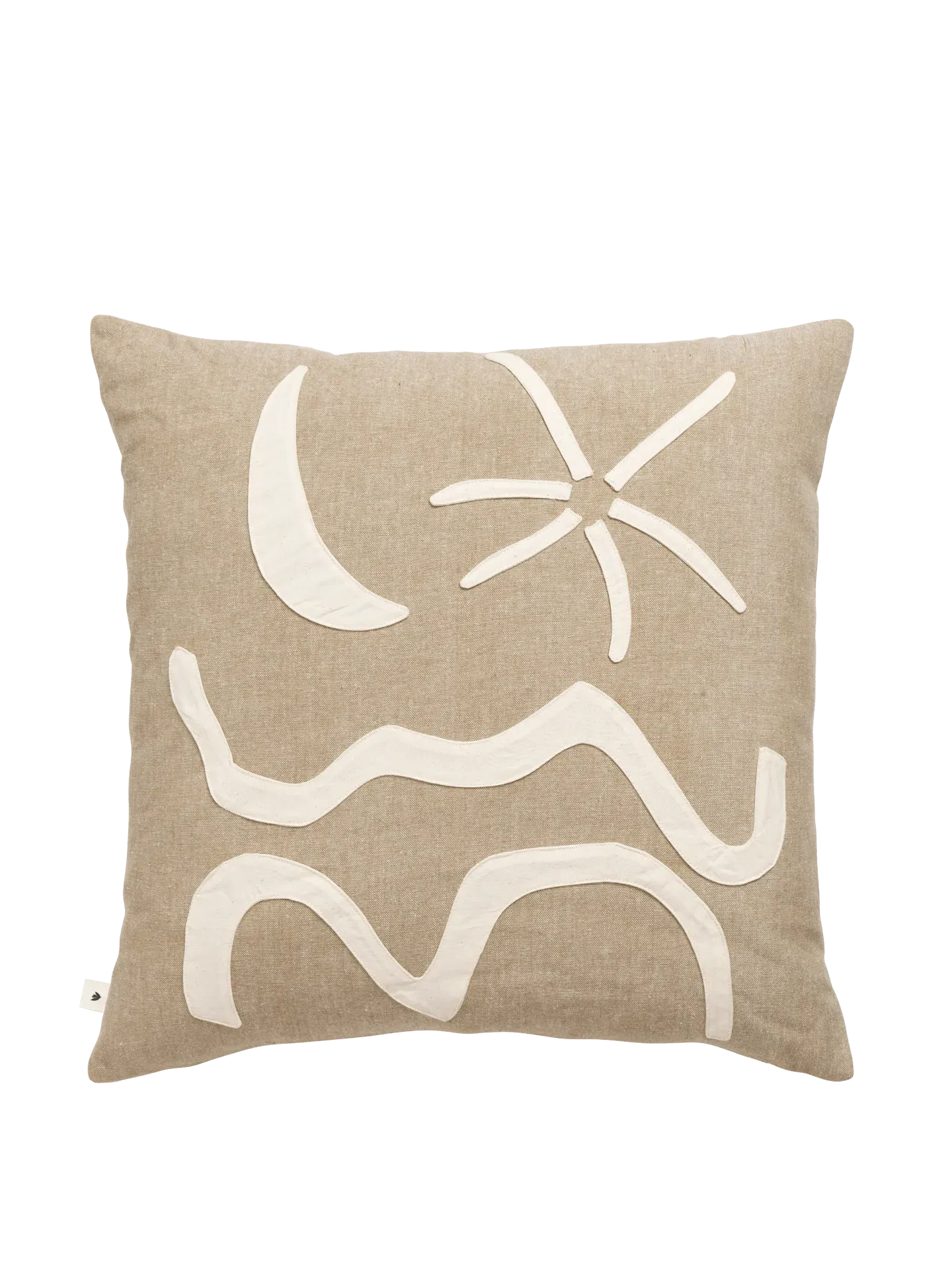 Kove Applique Cushion Cover - Tan, Organic Cotton image