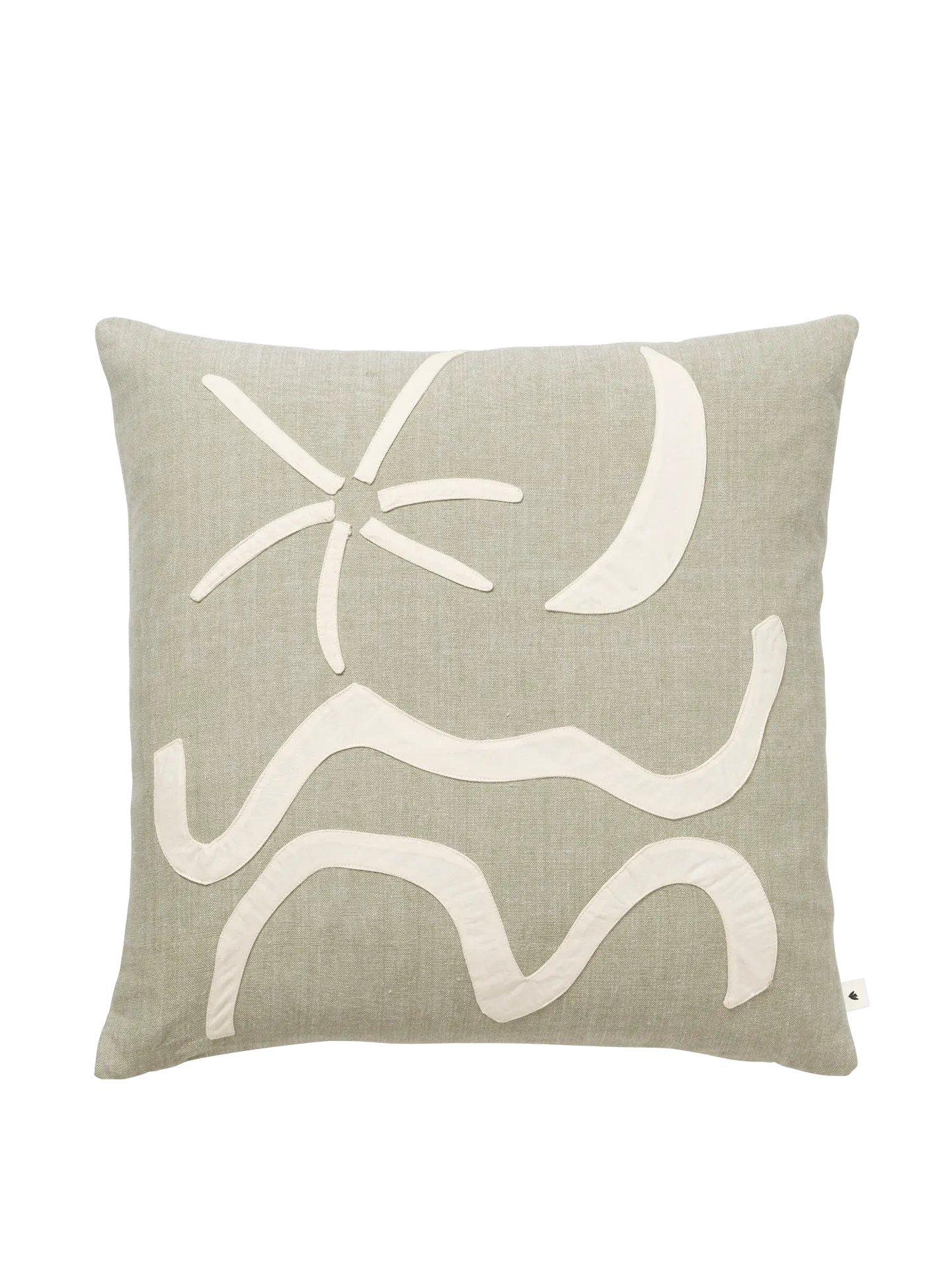 Kove Applique Cushion - Elm Green, Organic Cotton