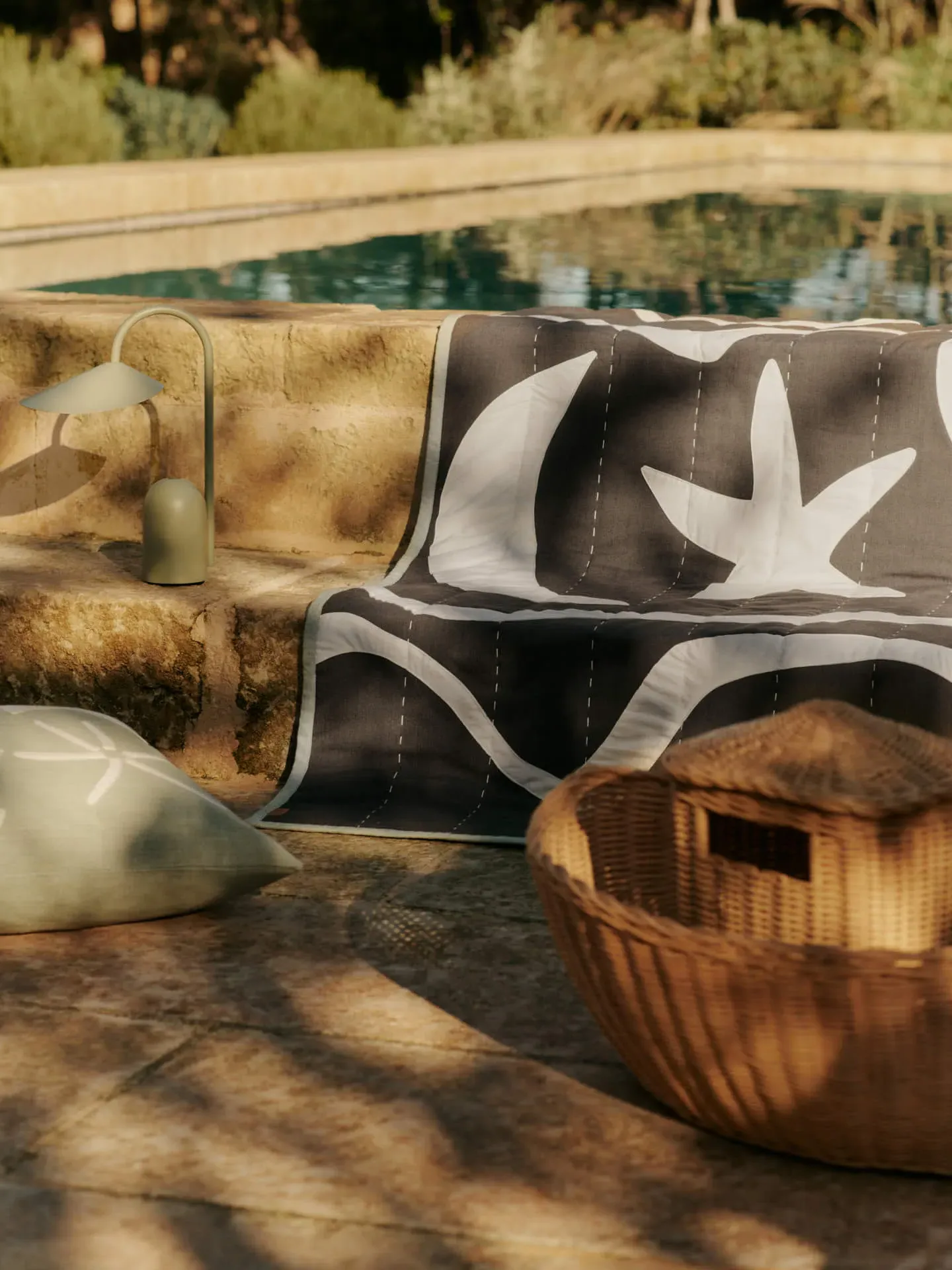 Kove Applique Quilted Blanket - Charcoal, Organic Cotton