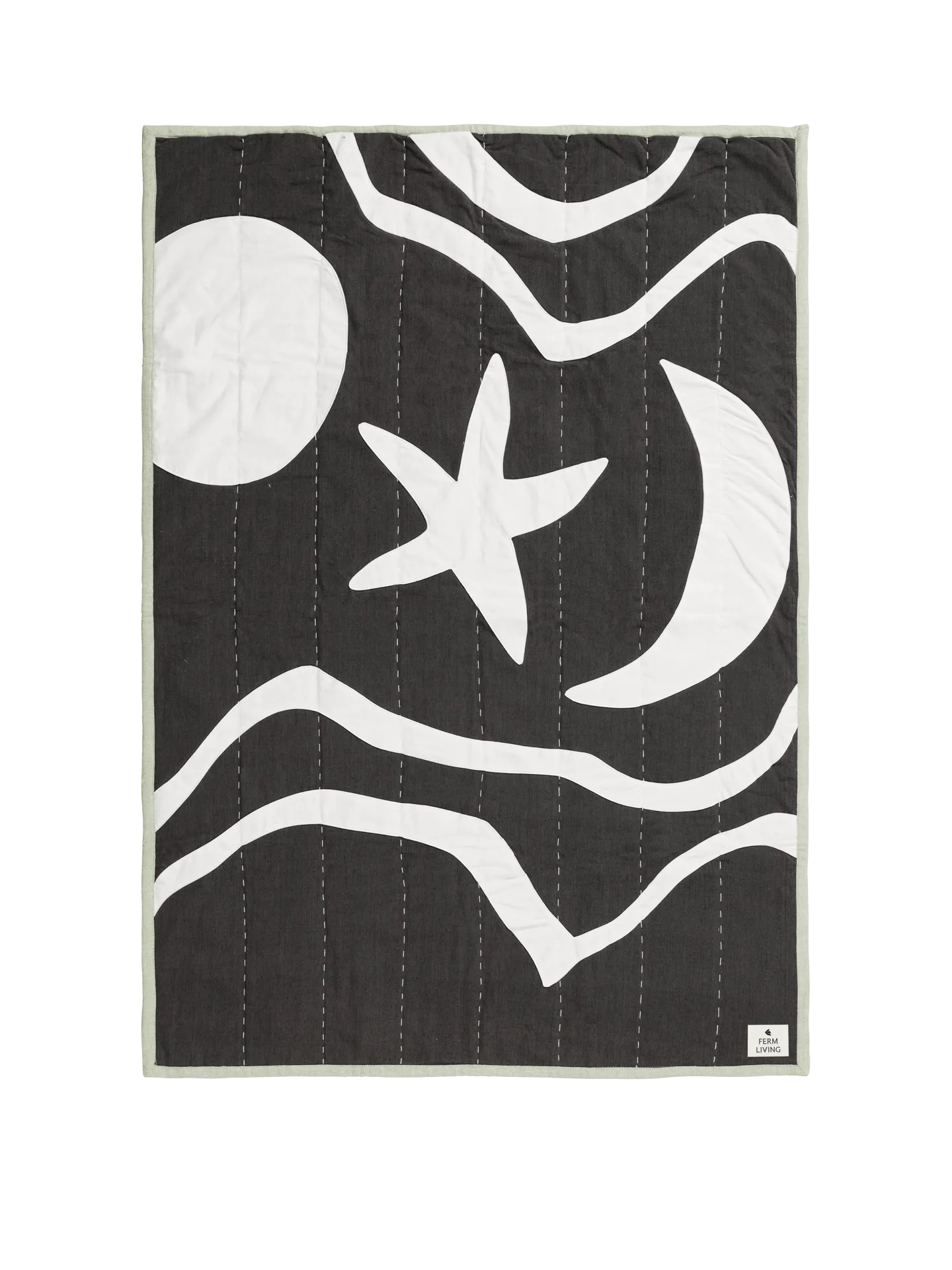 Kove Applique Quilted Blanket - Charcoal, Organic Cotton