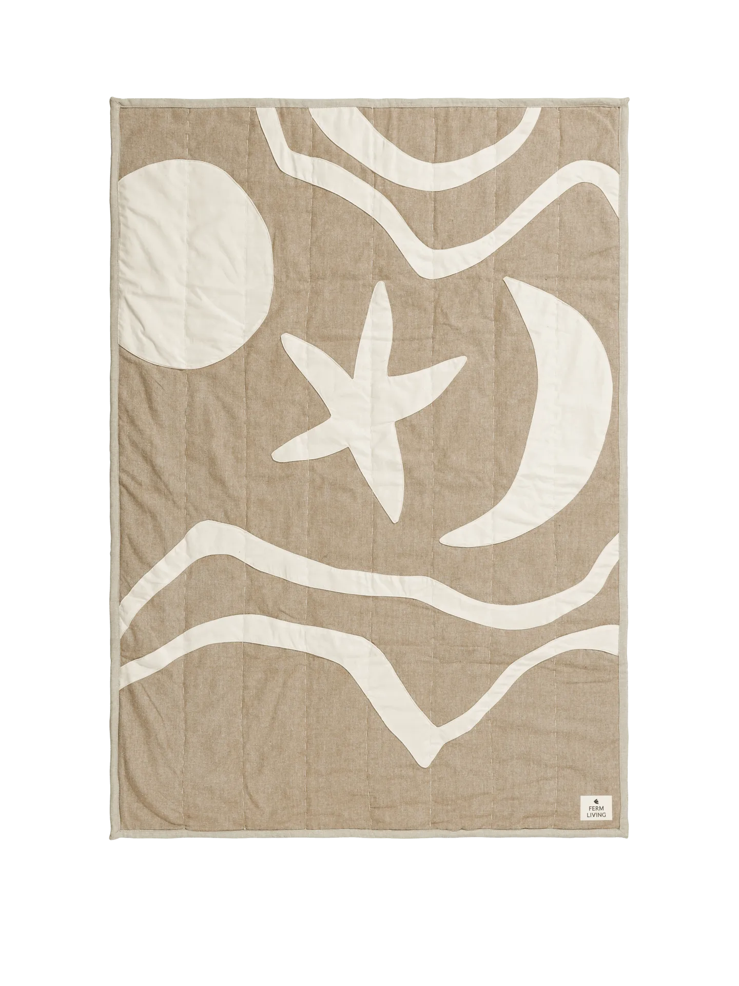 Kove Applique Quilted Blanket - Tan, Organic Cotton