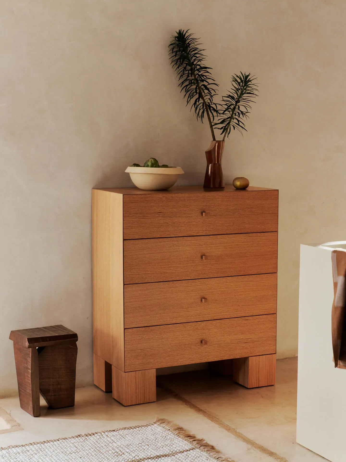 Kuben 1x4 Drawers - Natural Oak Veneer