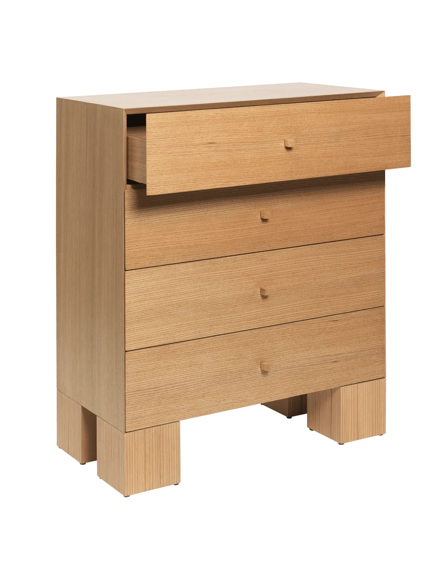 Kuben 1x4 Drawers - Natural Oak Veneer