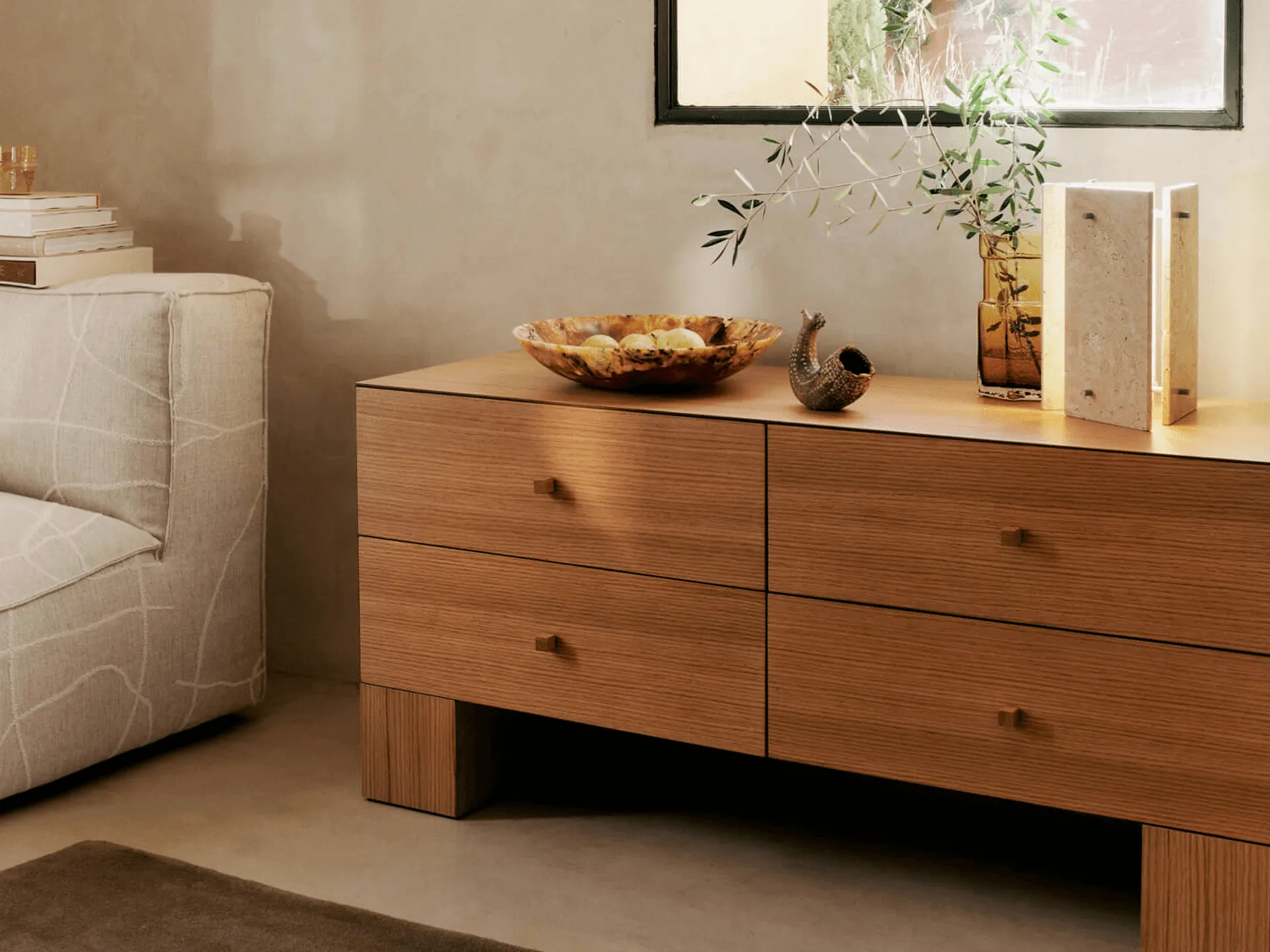 Kuben 2x2 Drawers - Natural Oak Veneer