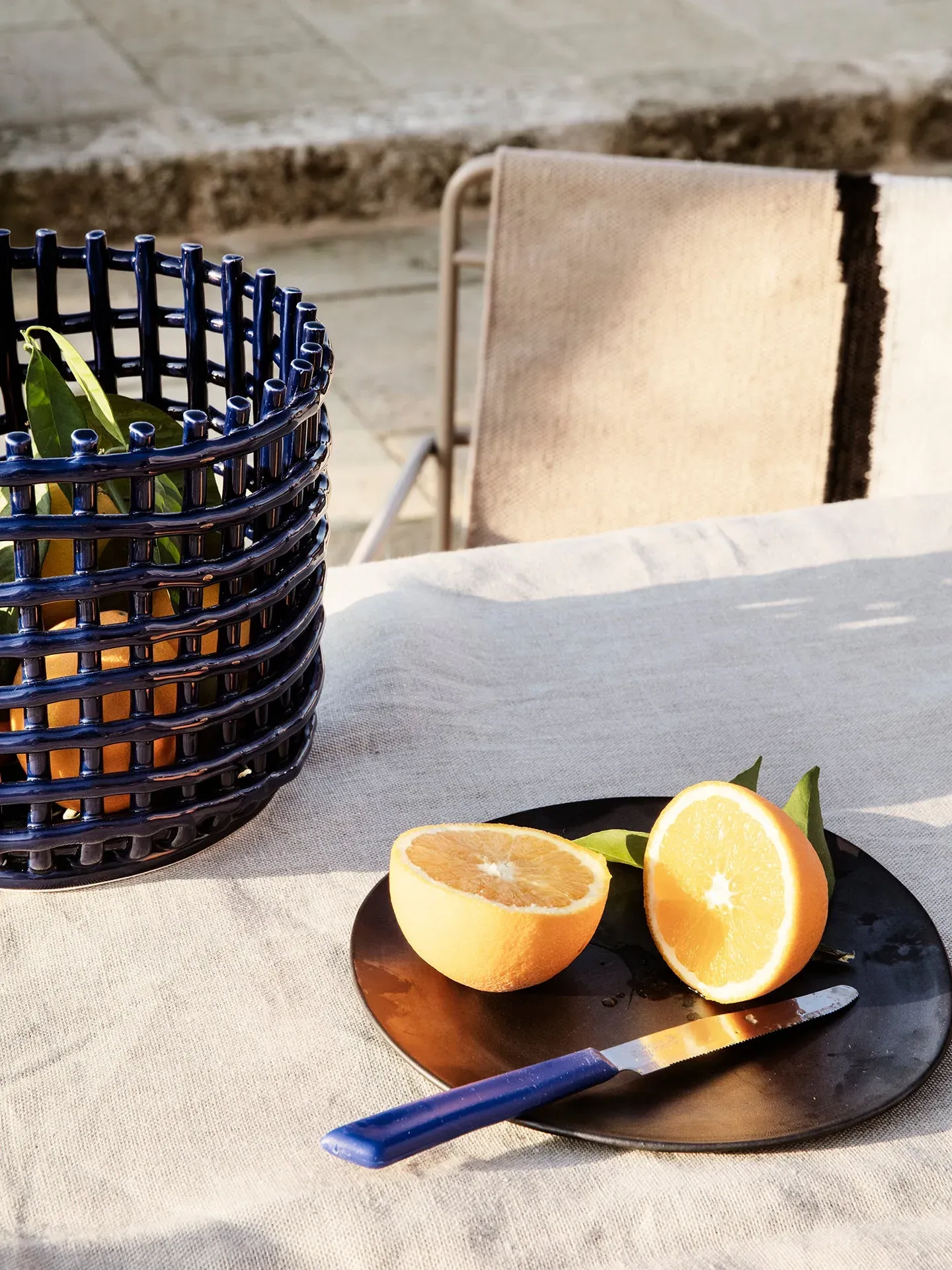 Large Ceramic Basket - Blue