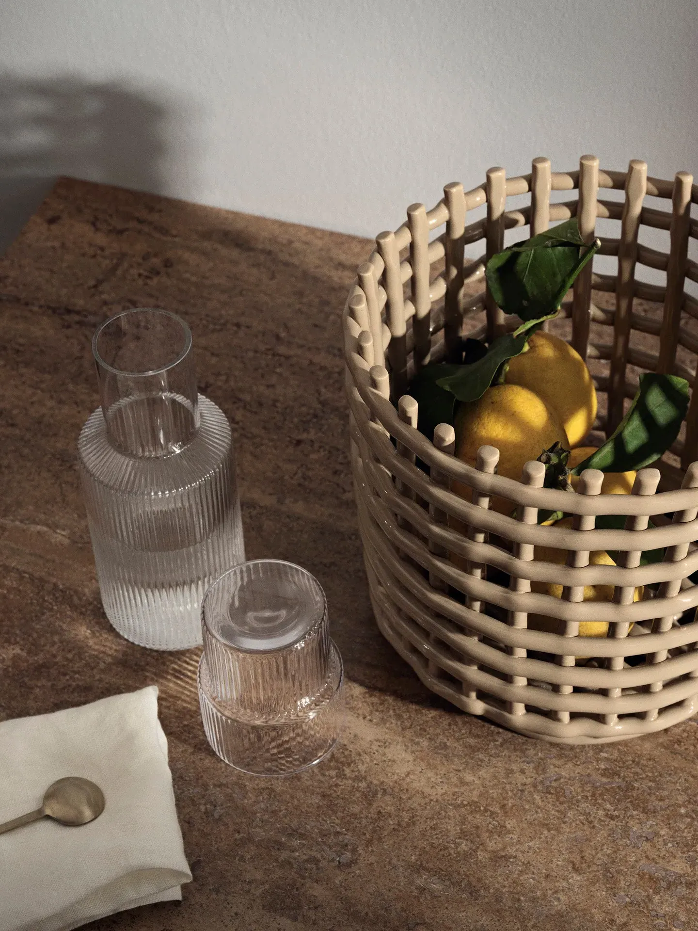 Large Ceramic Basket - Cashmere