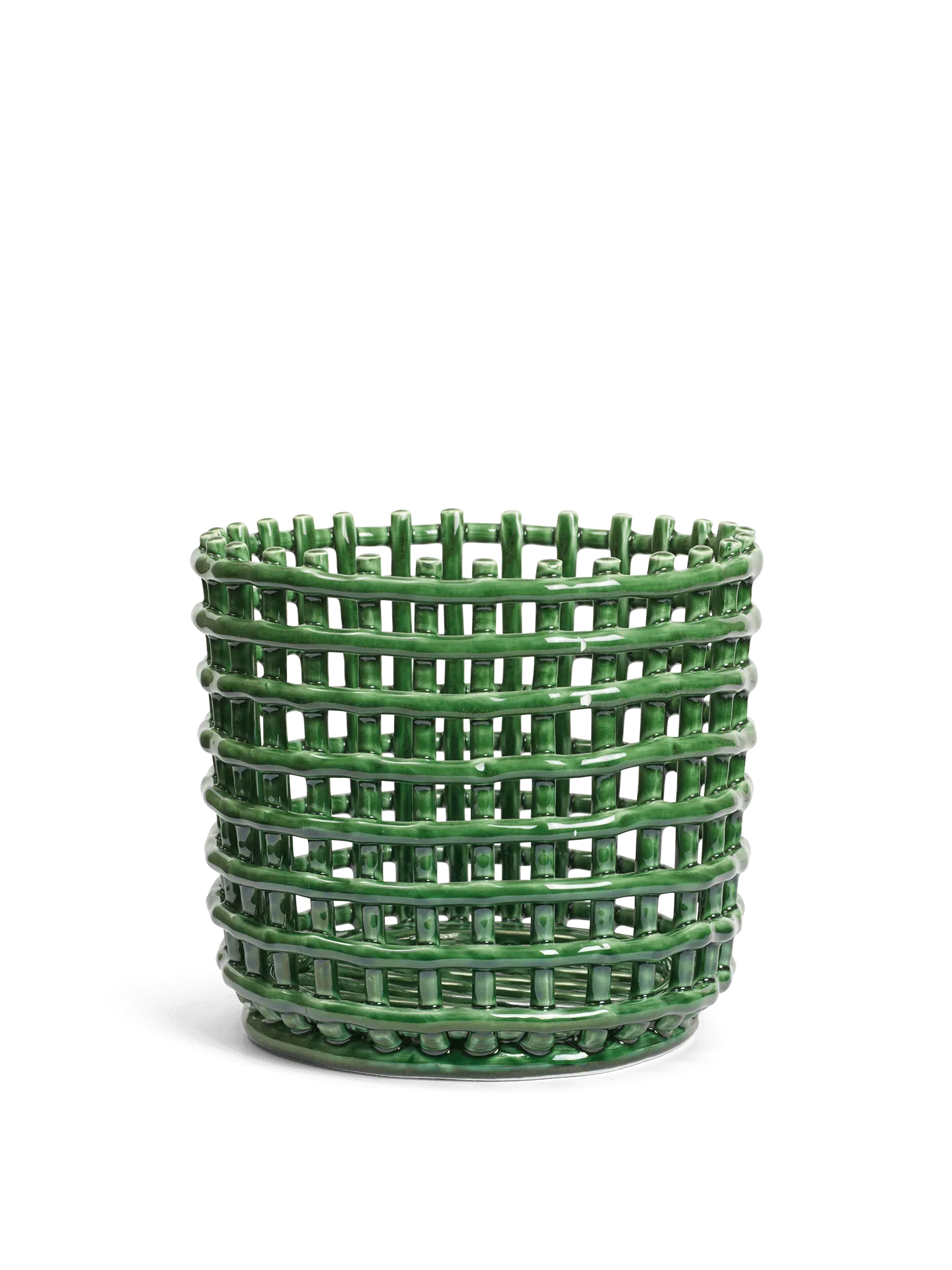 Large Ceramic Basket - Emerald Green