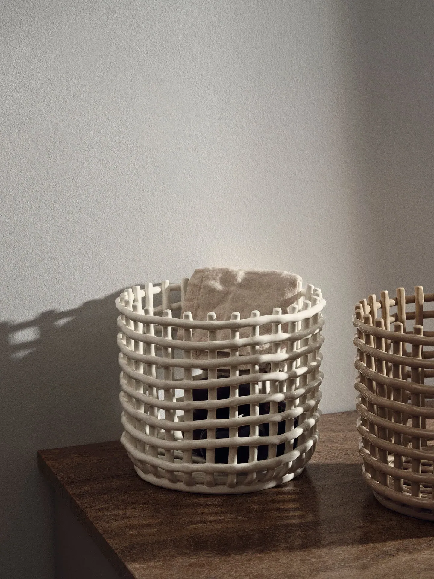 Large Ceramic Basket - Off-White