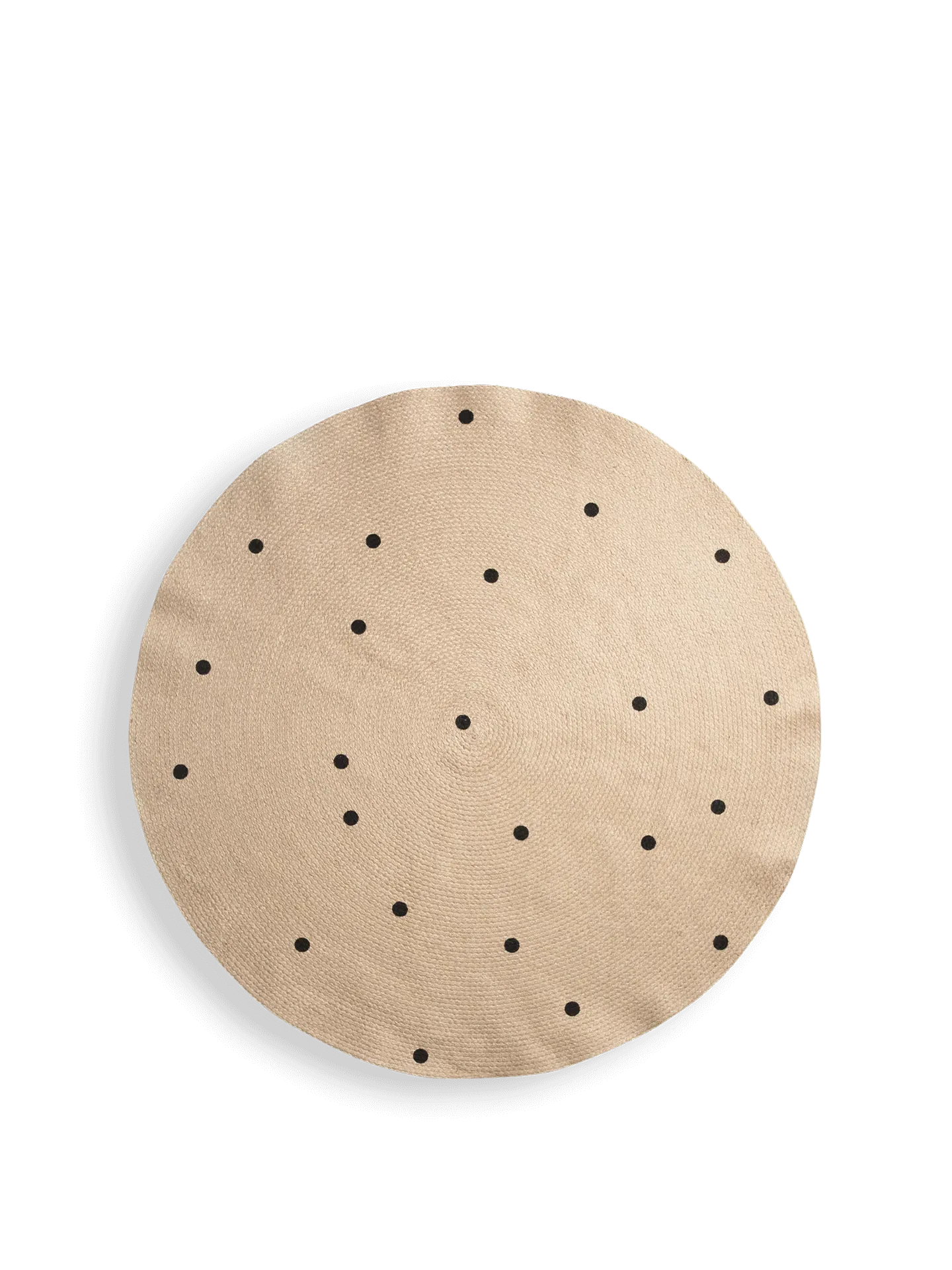 Large Round Jute Carpet - Black Dots