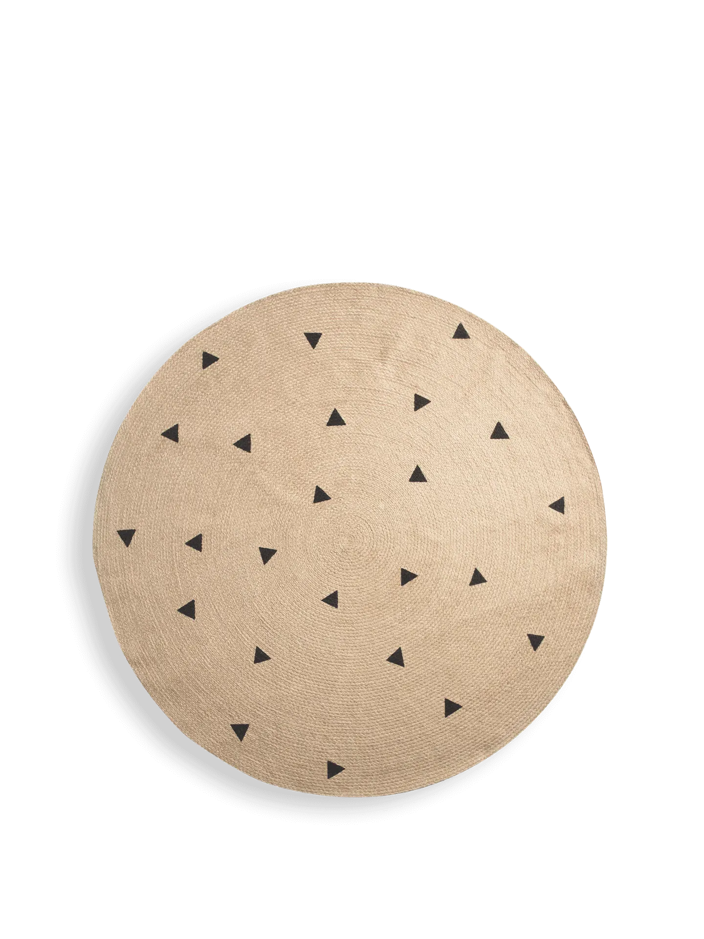 Large Round Jute Carpet - Black Triangles