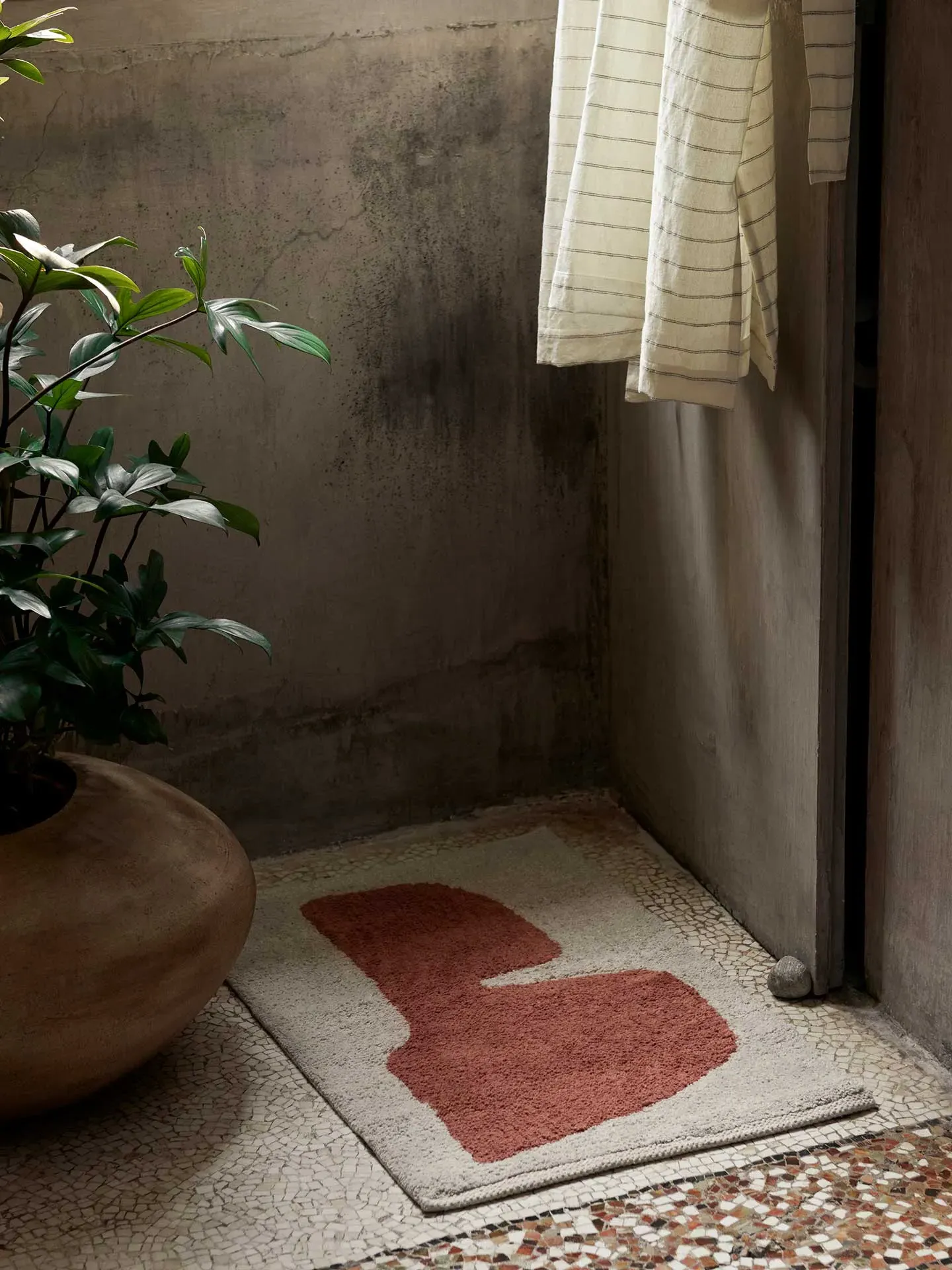 Lay Washable Mat - Parchment/Rust, Organic Cotton