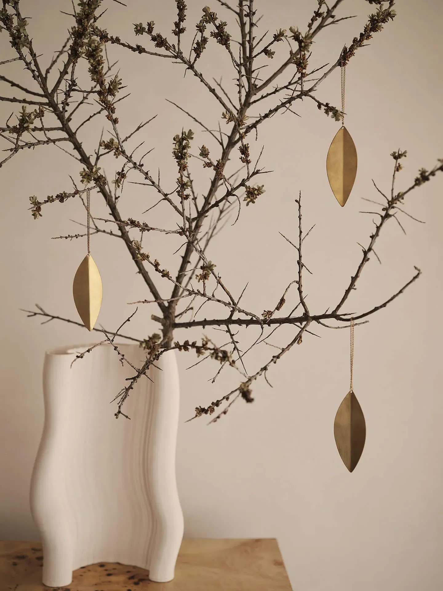 Leaf Brass Ornaments - Set of 4 alternate view