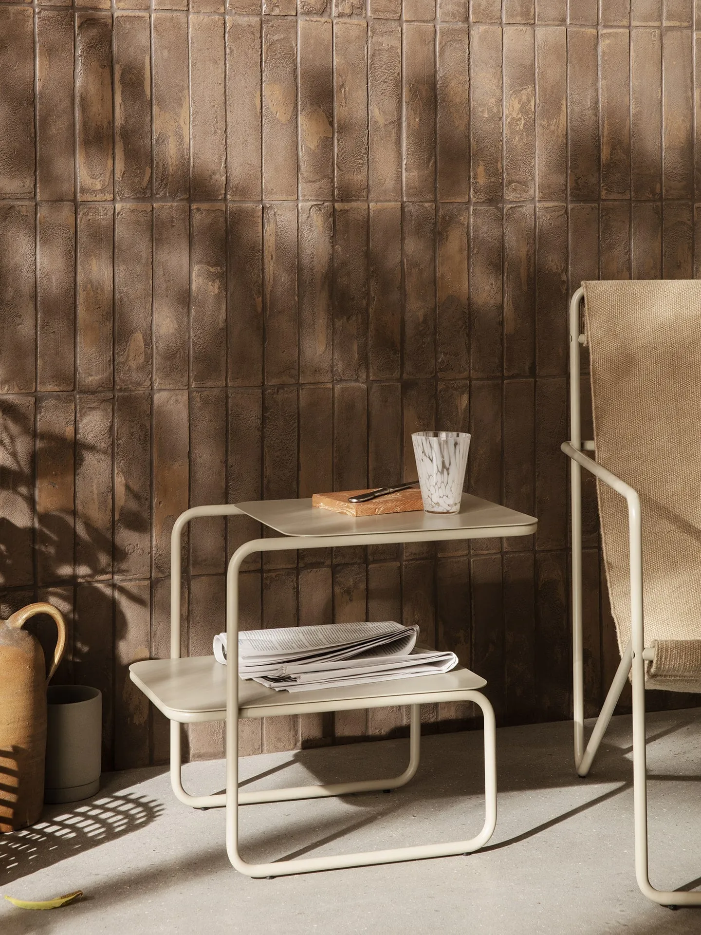 Level Side Table with Storage - Cashmere, Steel