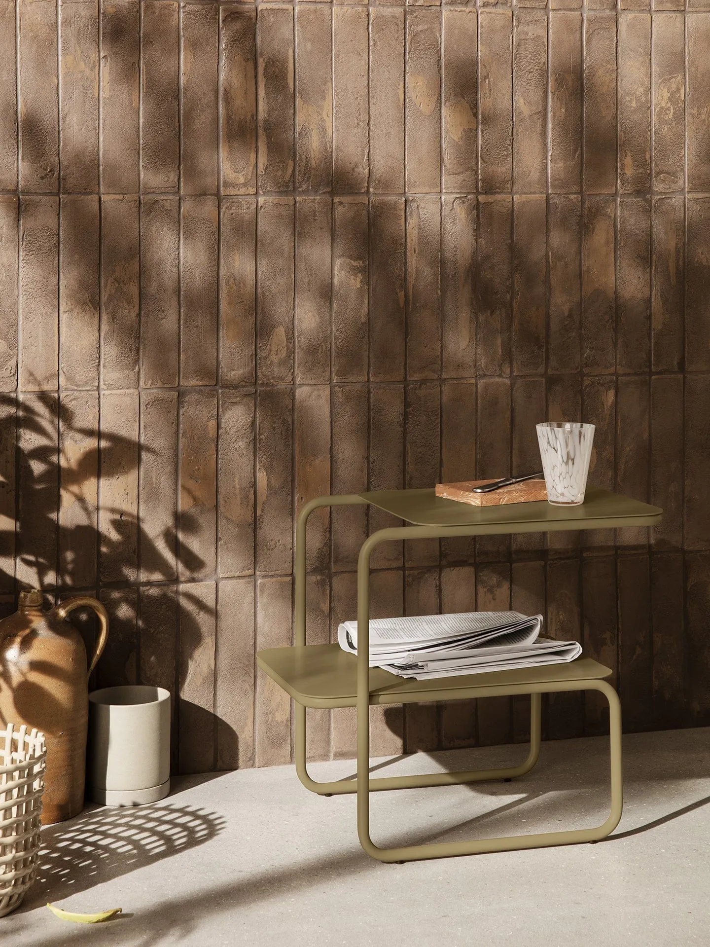 Level Side Table with Storage - Olive, Steel