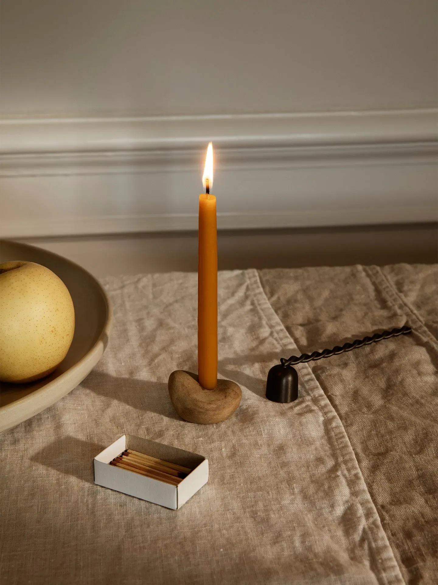 Libre Candle Holder Gift Set - Ceramic, Brass