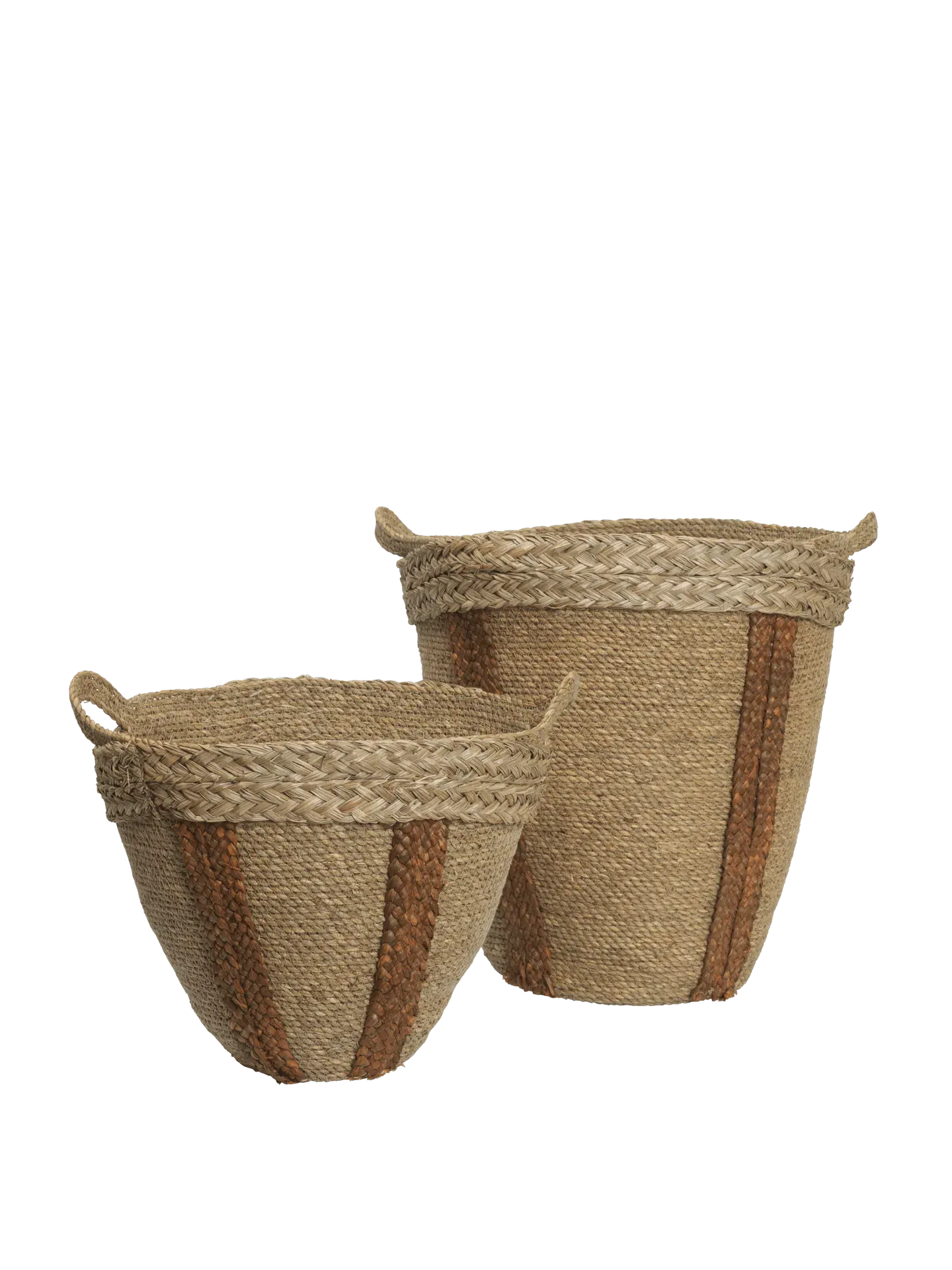 Mar Woven Baskets Set of 2 - Natural, Red Brown image