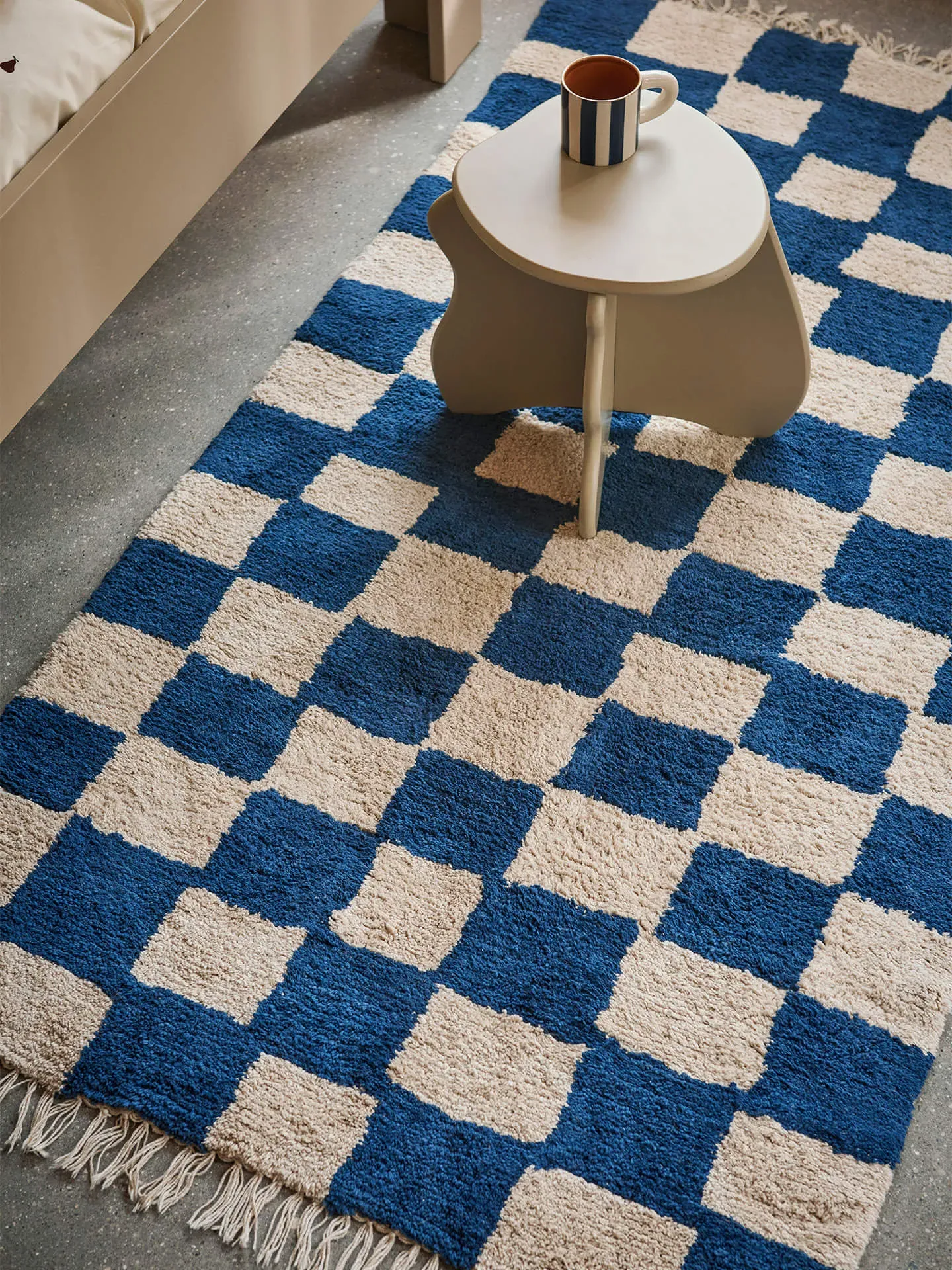 Mara Washable Rug - Deep Blue/Warm Sand, Organic Cotton