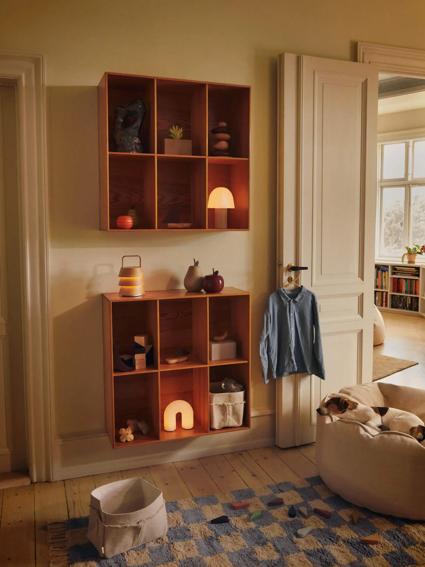 Mara Washable Rug - Mist Blue/Warm Sand, Organic Cotton