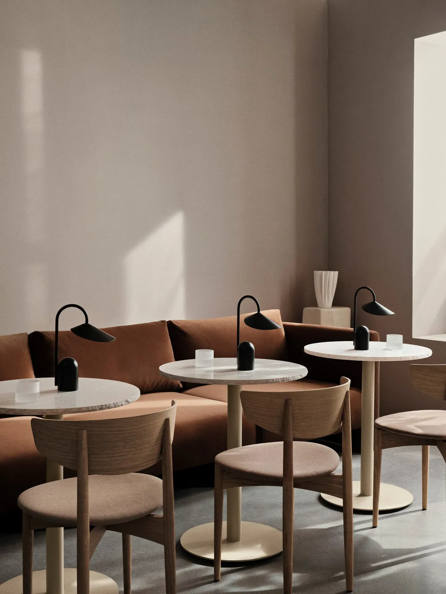 Mineral Café Table - Cashmere, Bianco Curia Marble