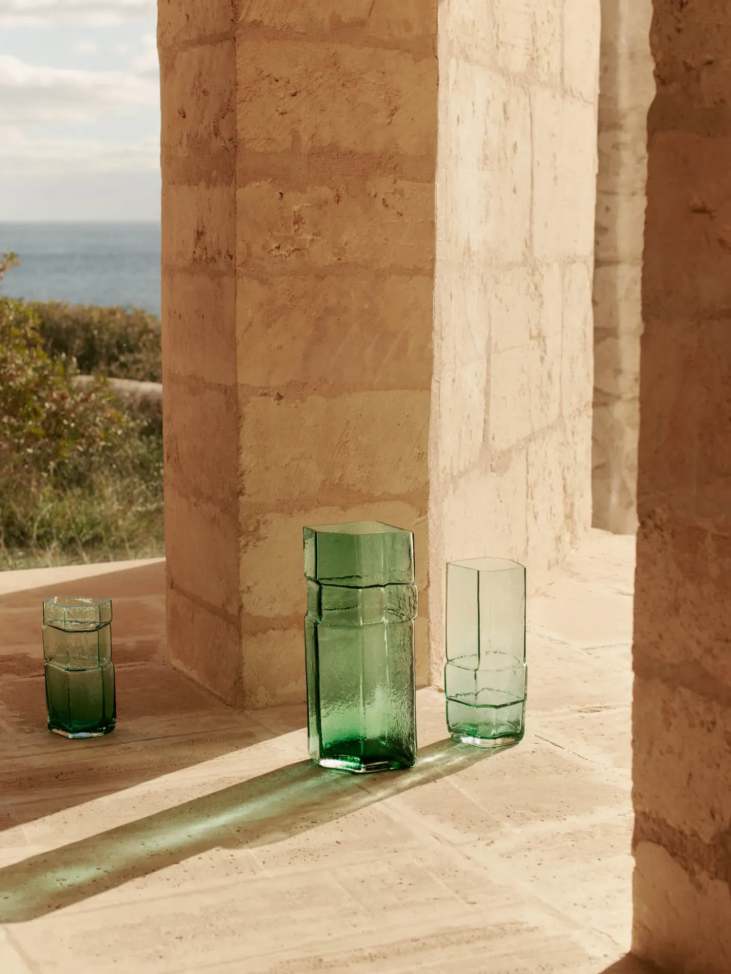 Muro Large Vase - Green, Recycled Glass