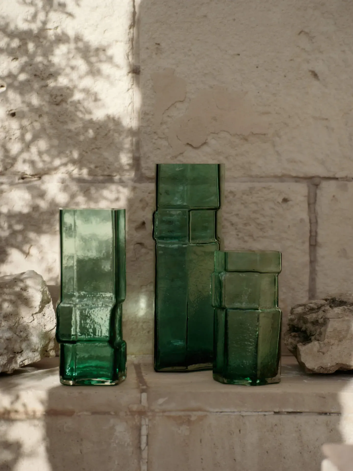 Muro Large Vase - Green, Recycled Glass
